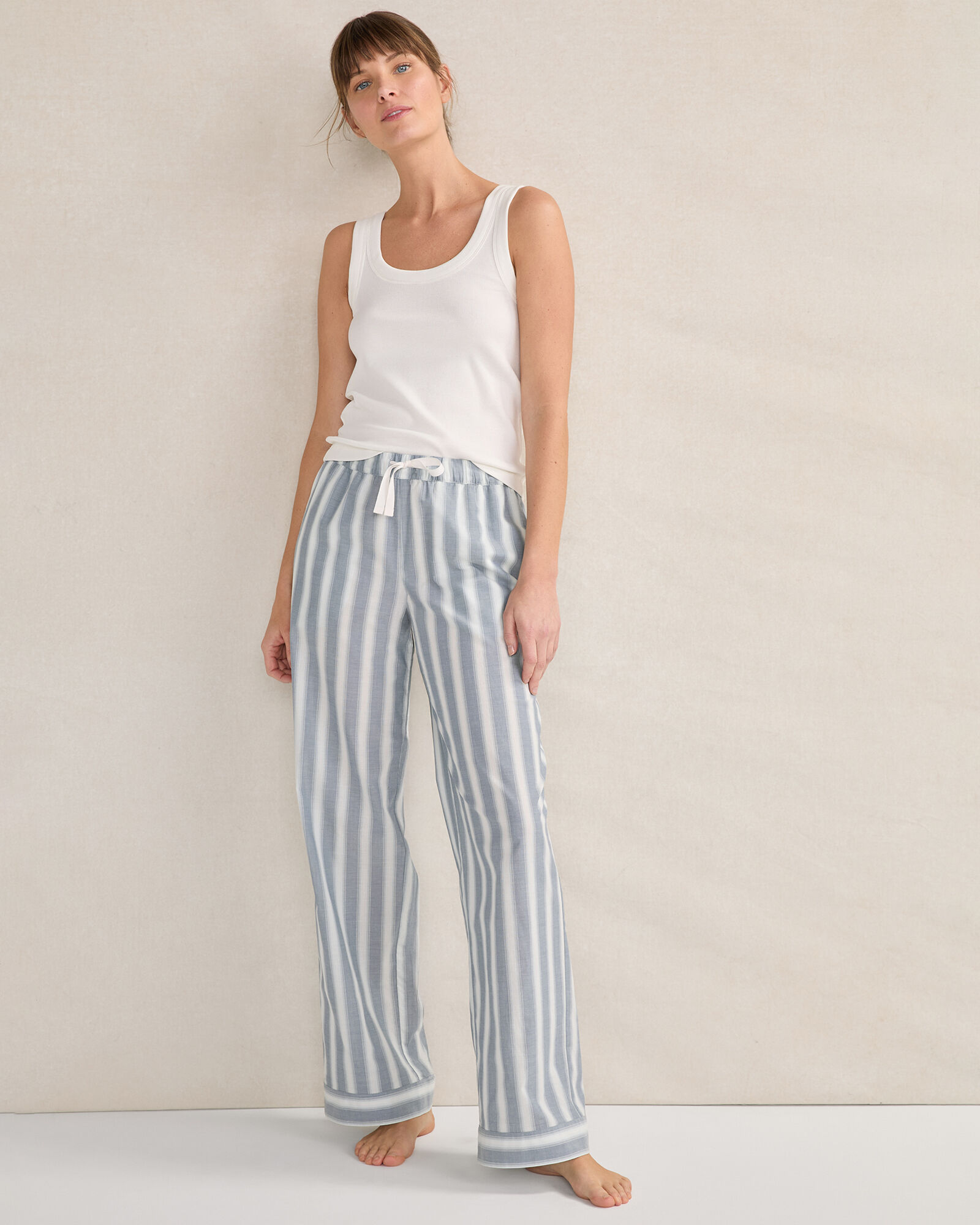 Organic Cotton Poplin Mixed Stripe Pajama Pants