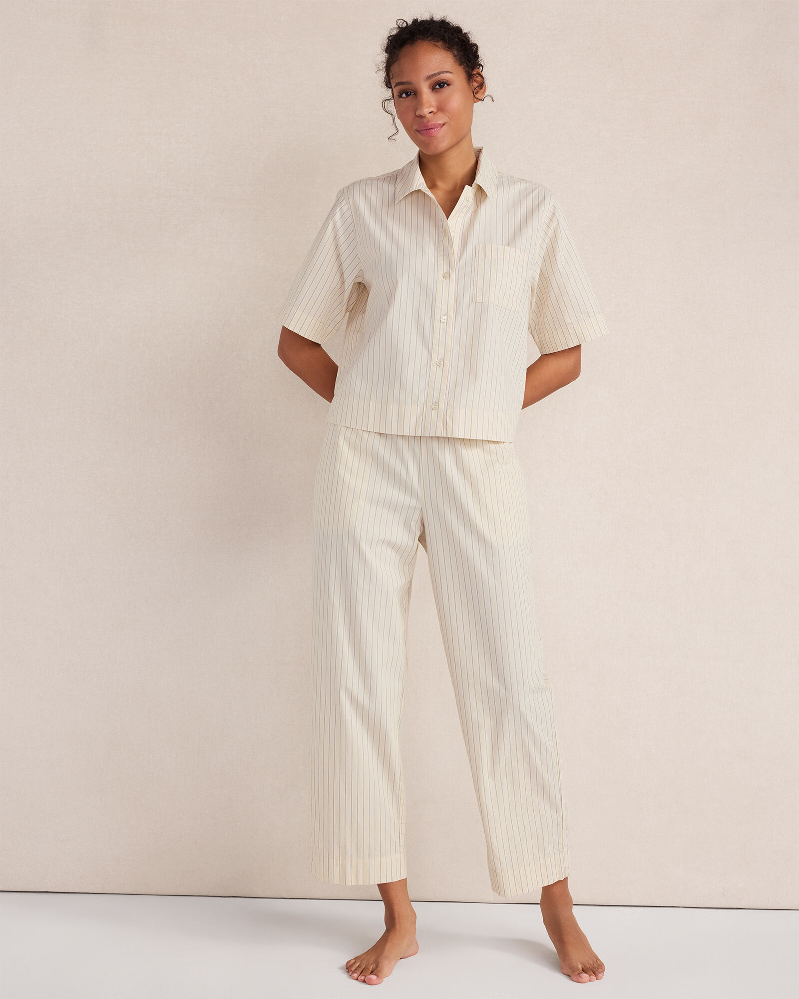 Organic Cotton Poplin Stripe Pajama Pants