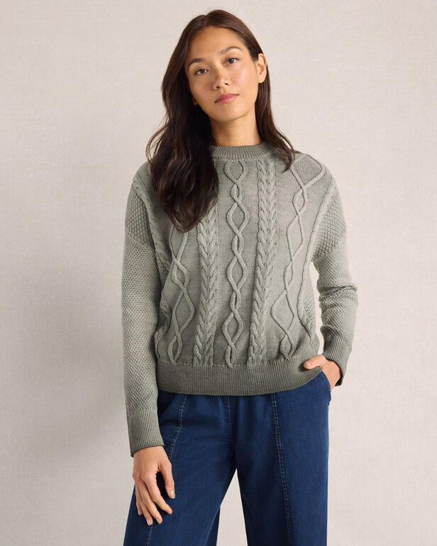 Cotton Cable Knit Gradient Dye Sweater