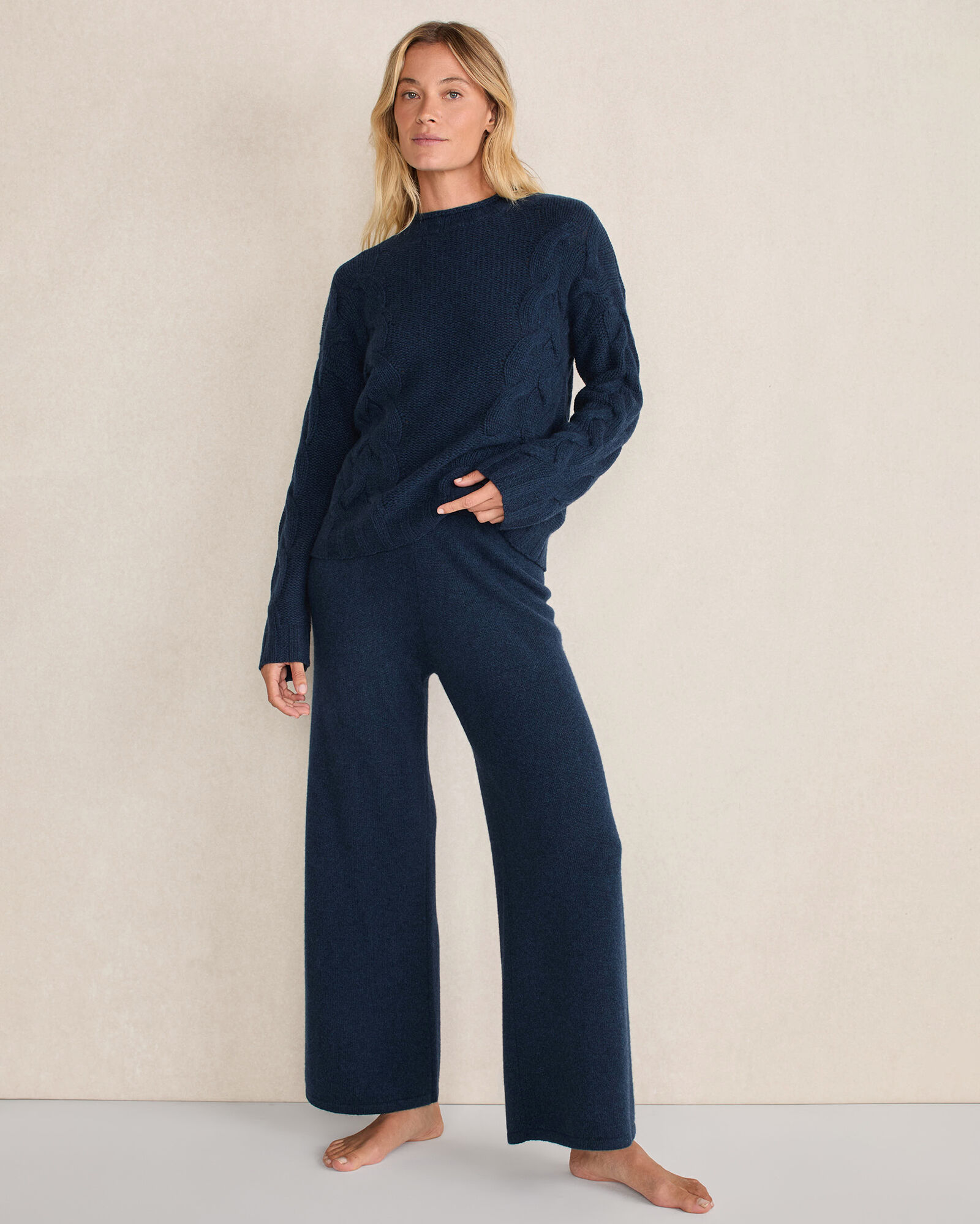 Cashmere Cable Roll Neck Sweater
