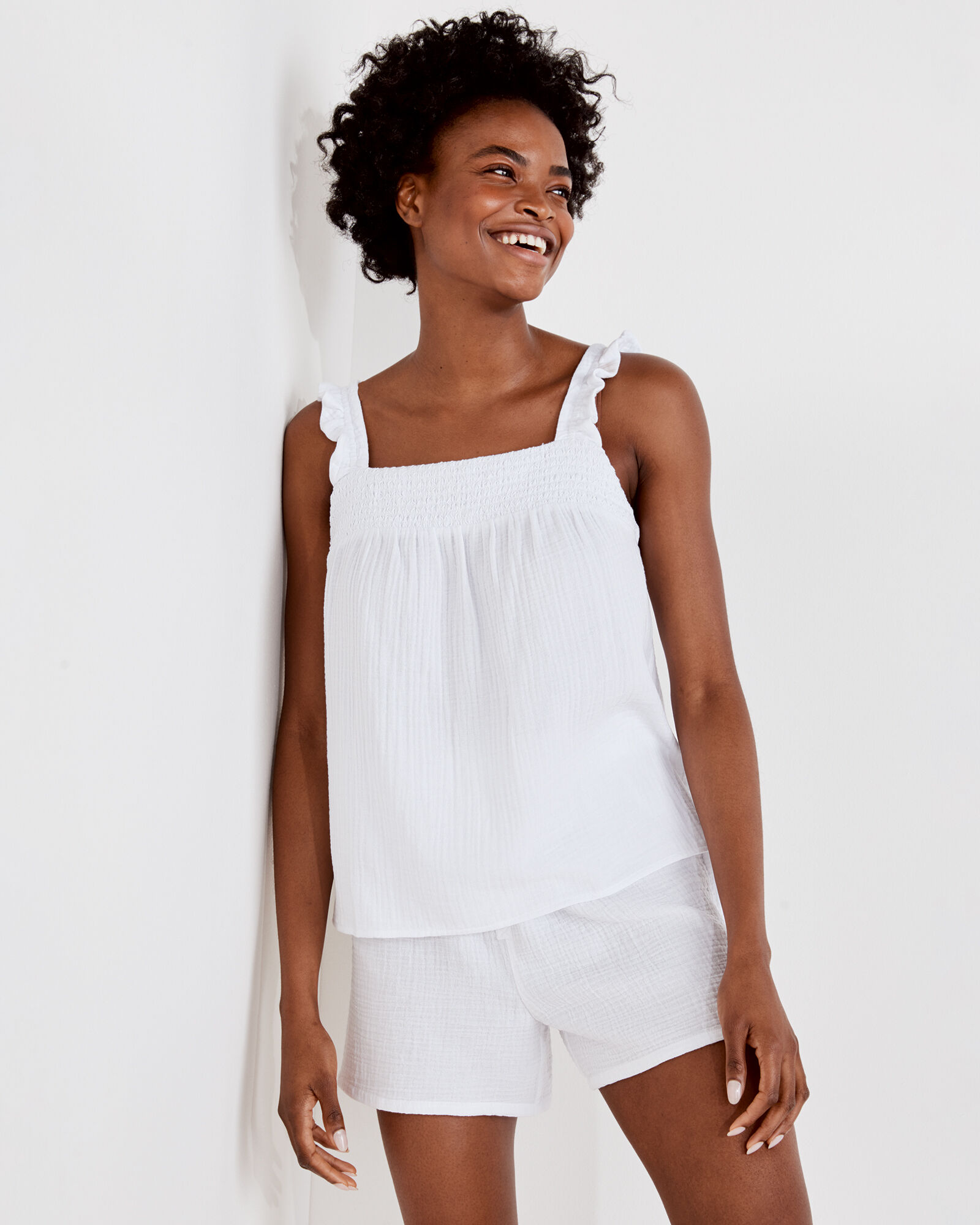 Organic Cotton Gauze Smocked Sleep Top