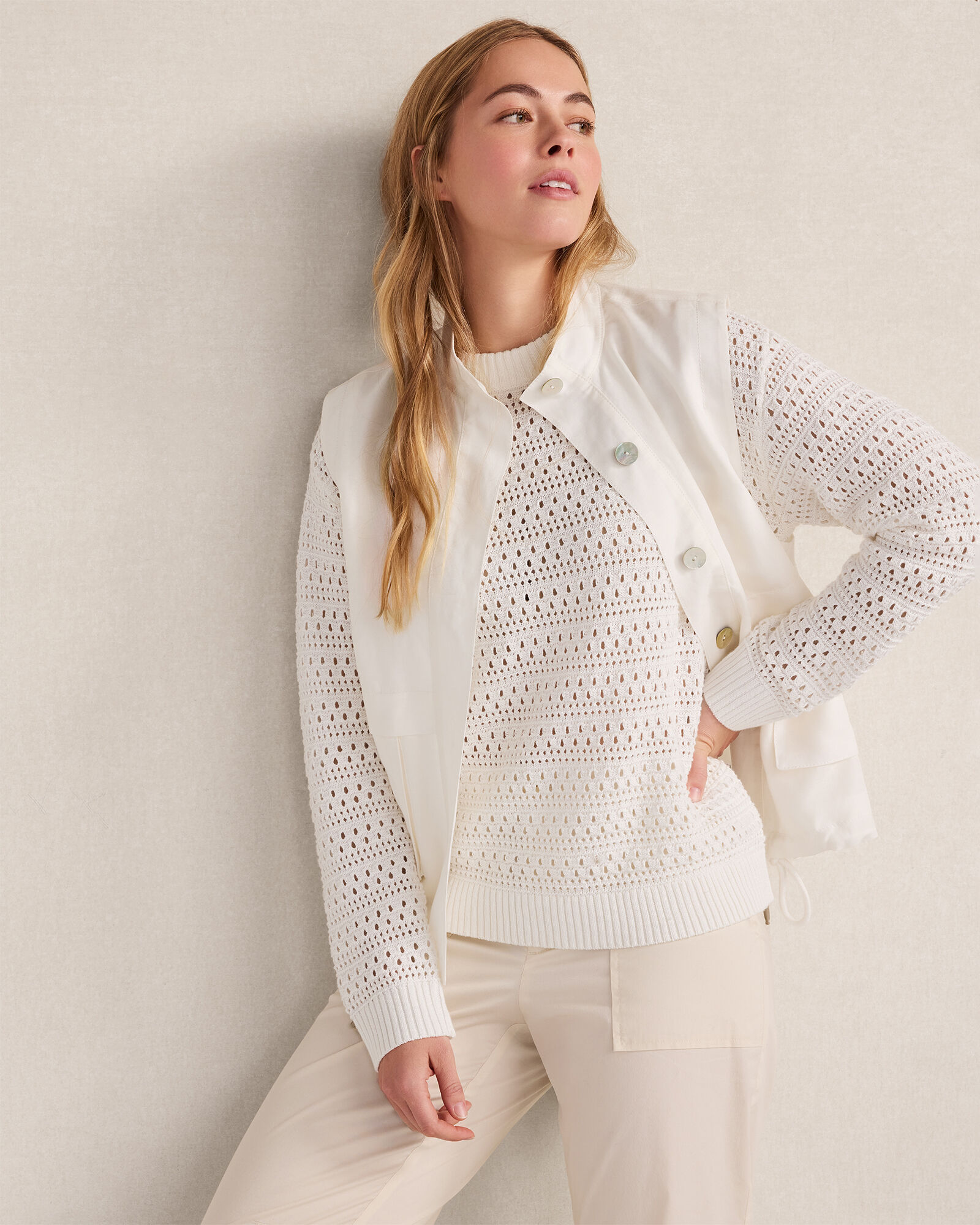 Cotton Linen Stitched Crewneck