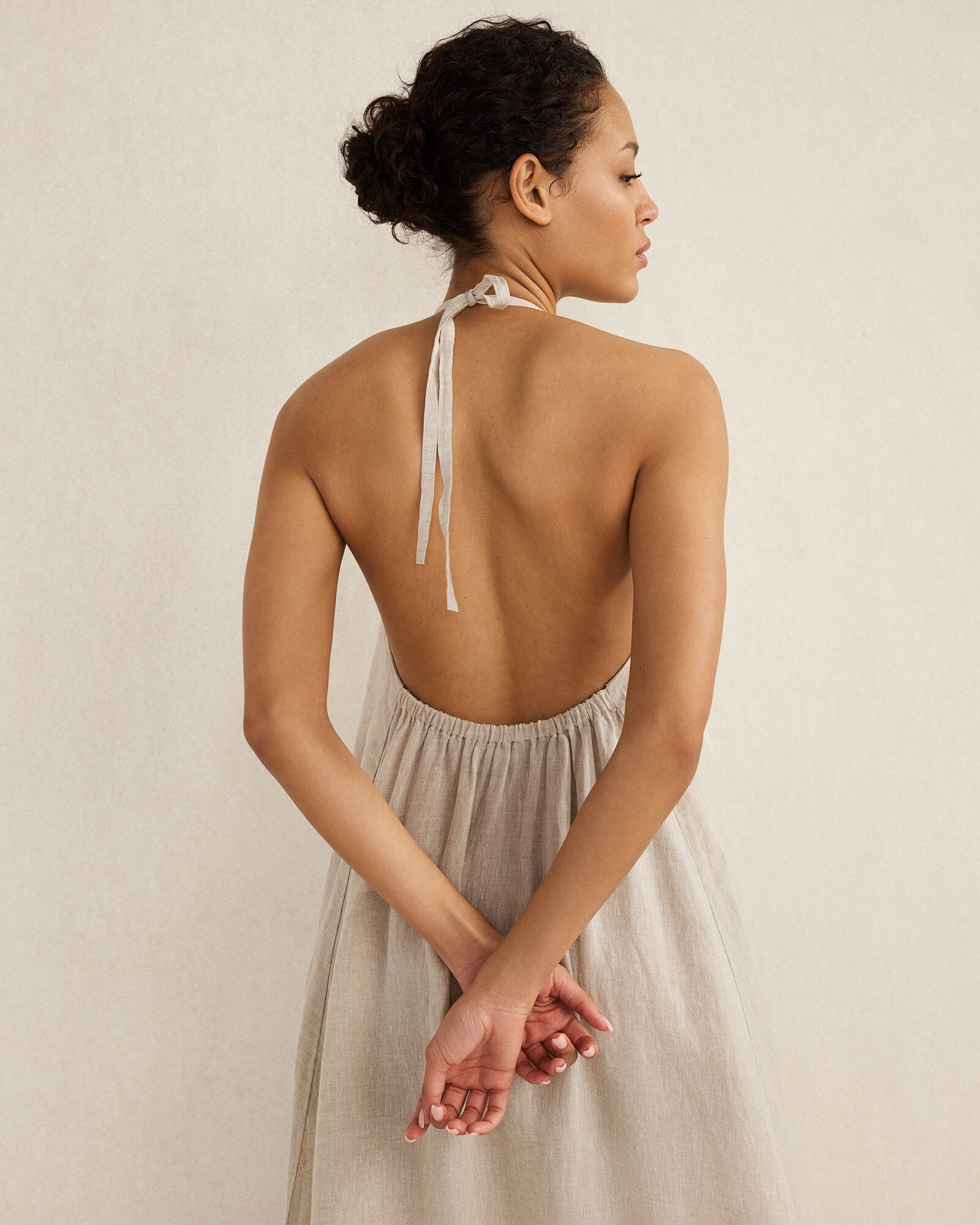 Linen Halter Midi Dress