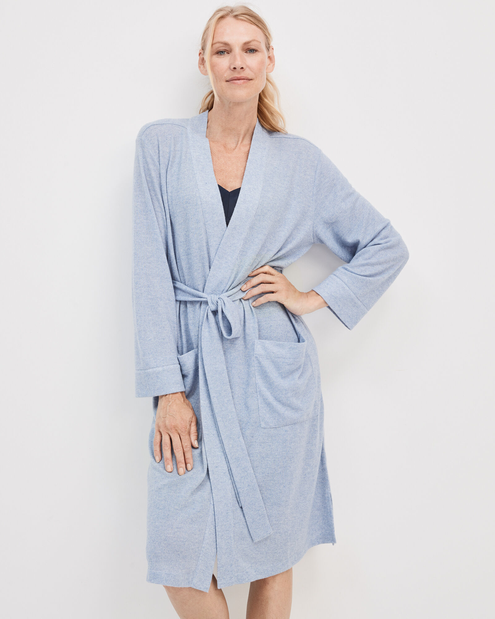 Marled Knit Patch Pocket Robe
