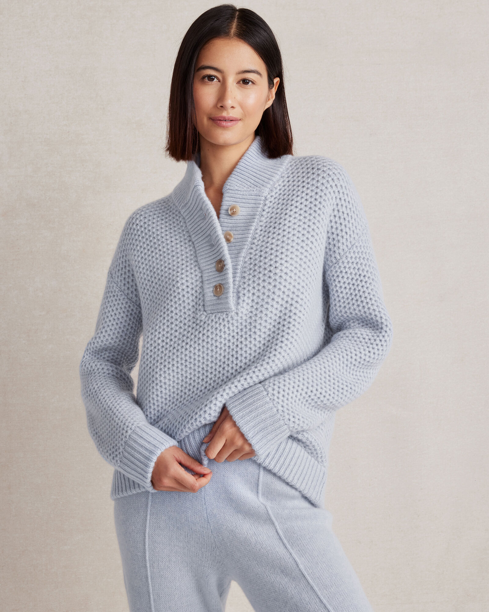 Cashmere Honeycomb Shawl Collar Sweater | Haven Well Within
