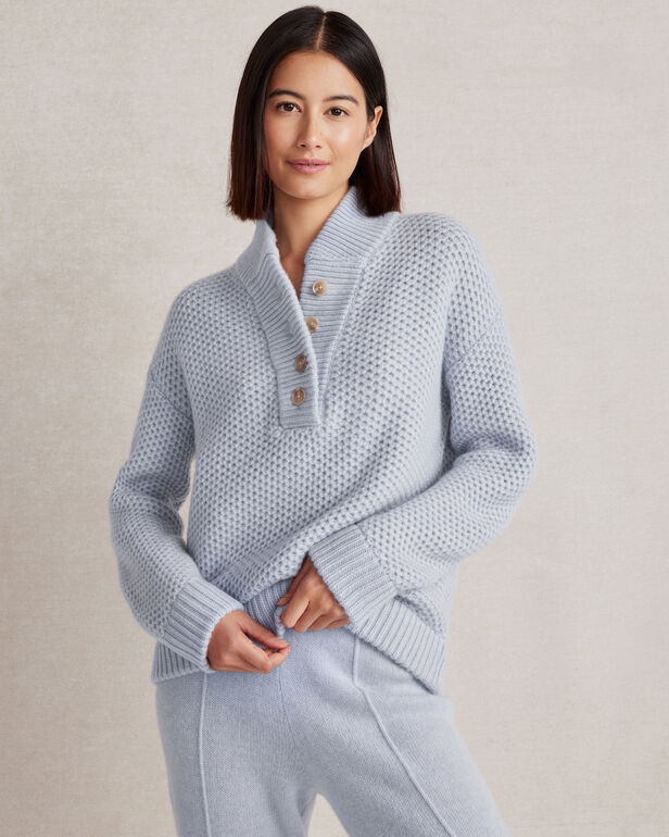 Cashmere Honeycomb Shawl Collar Sweater