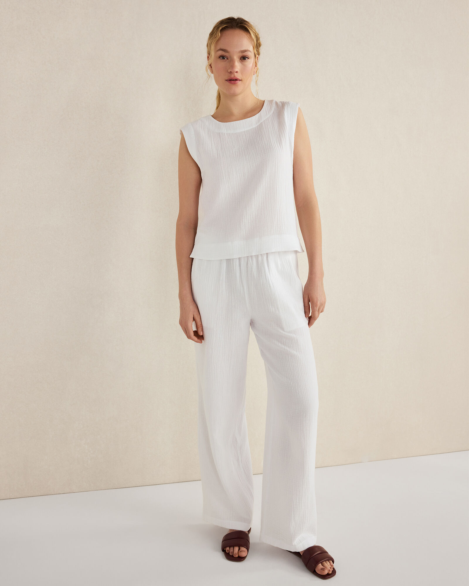 Organic Cotton Gauze Straight Leg Pants
