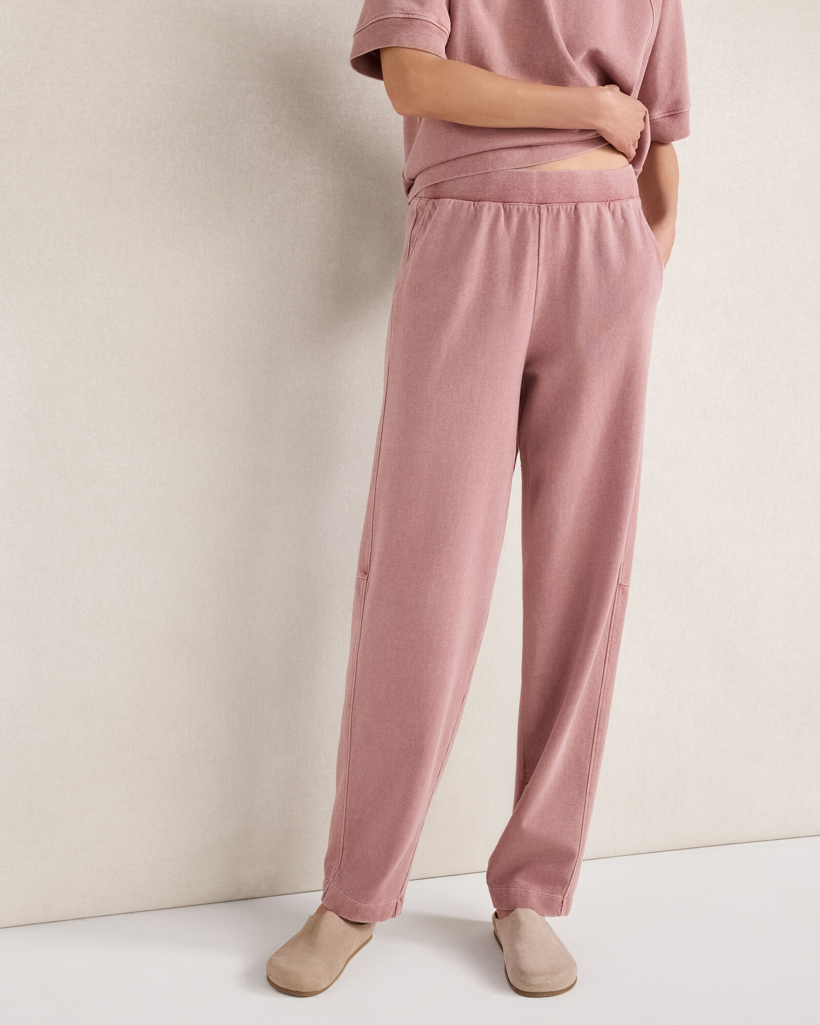 Organic Cotton Terry Barrel Leg Pants