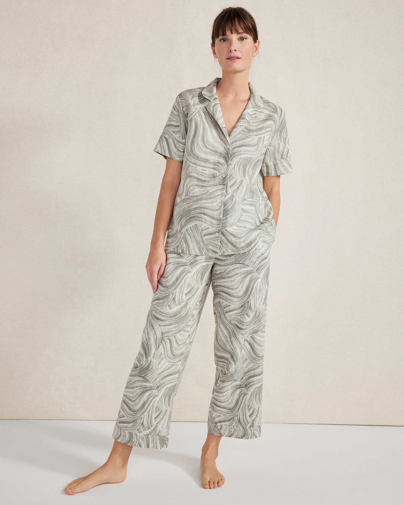 Organic Cotton Linen Watercolor Pajama Pants