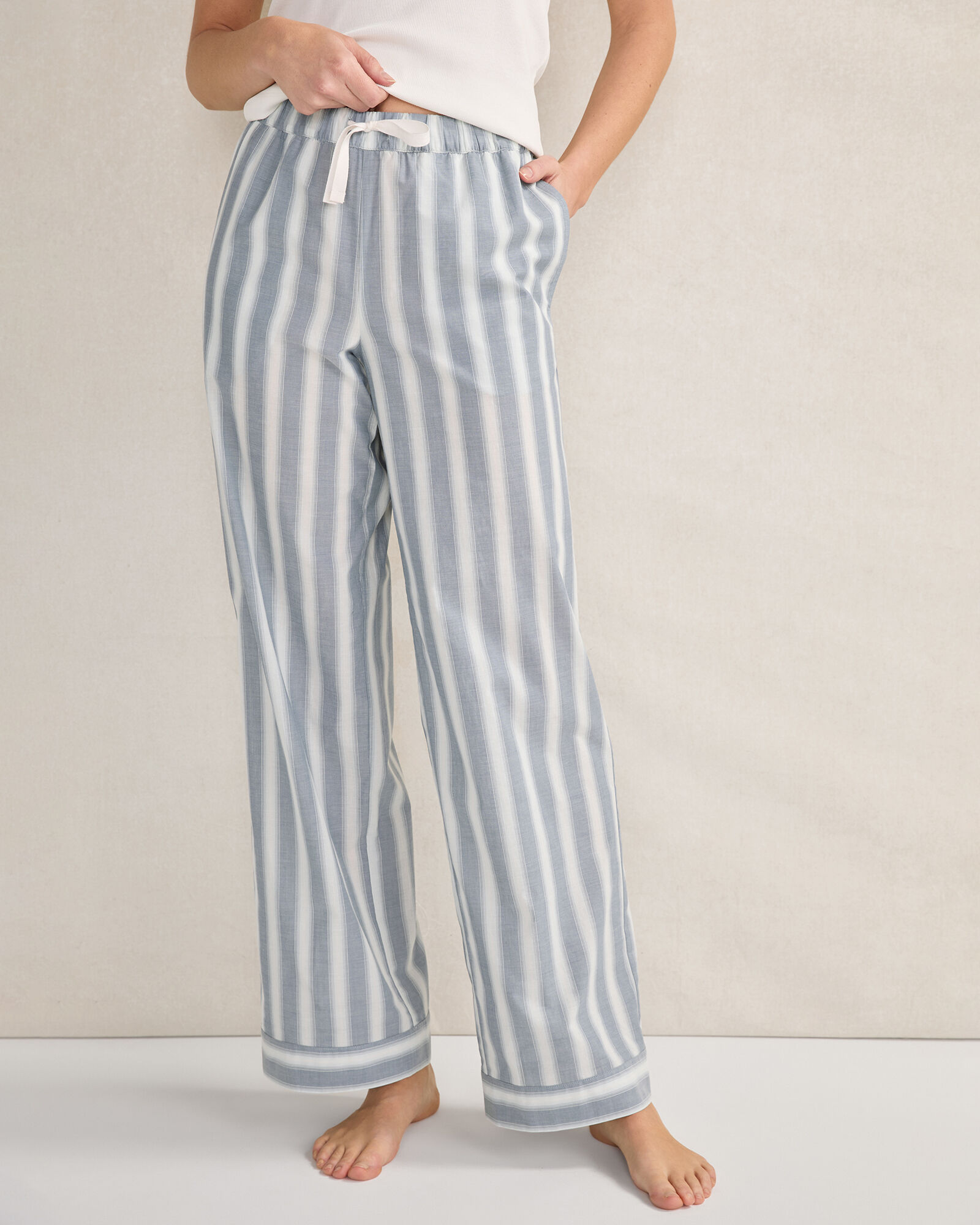 Organic Cotton Poplin Mixed Stripe Pajama Pants