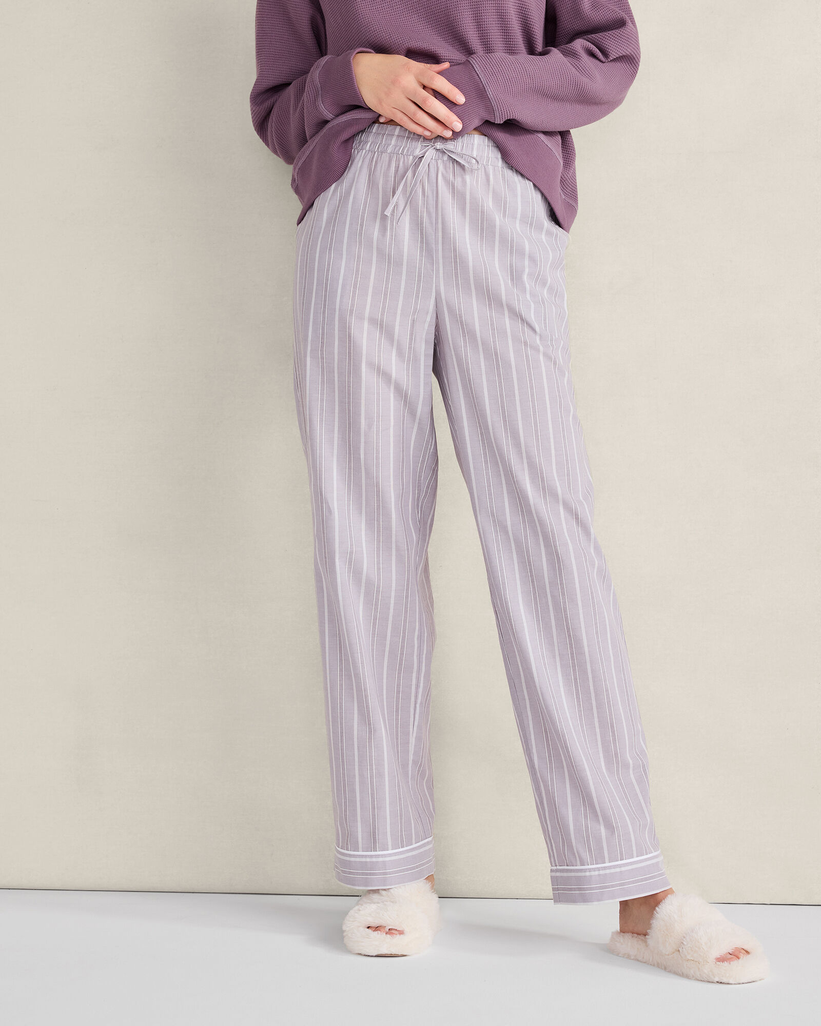 Organic Cotton Poplin Striped Pajama Pants