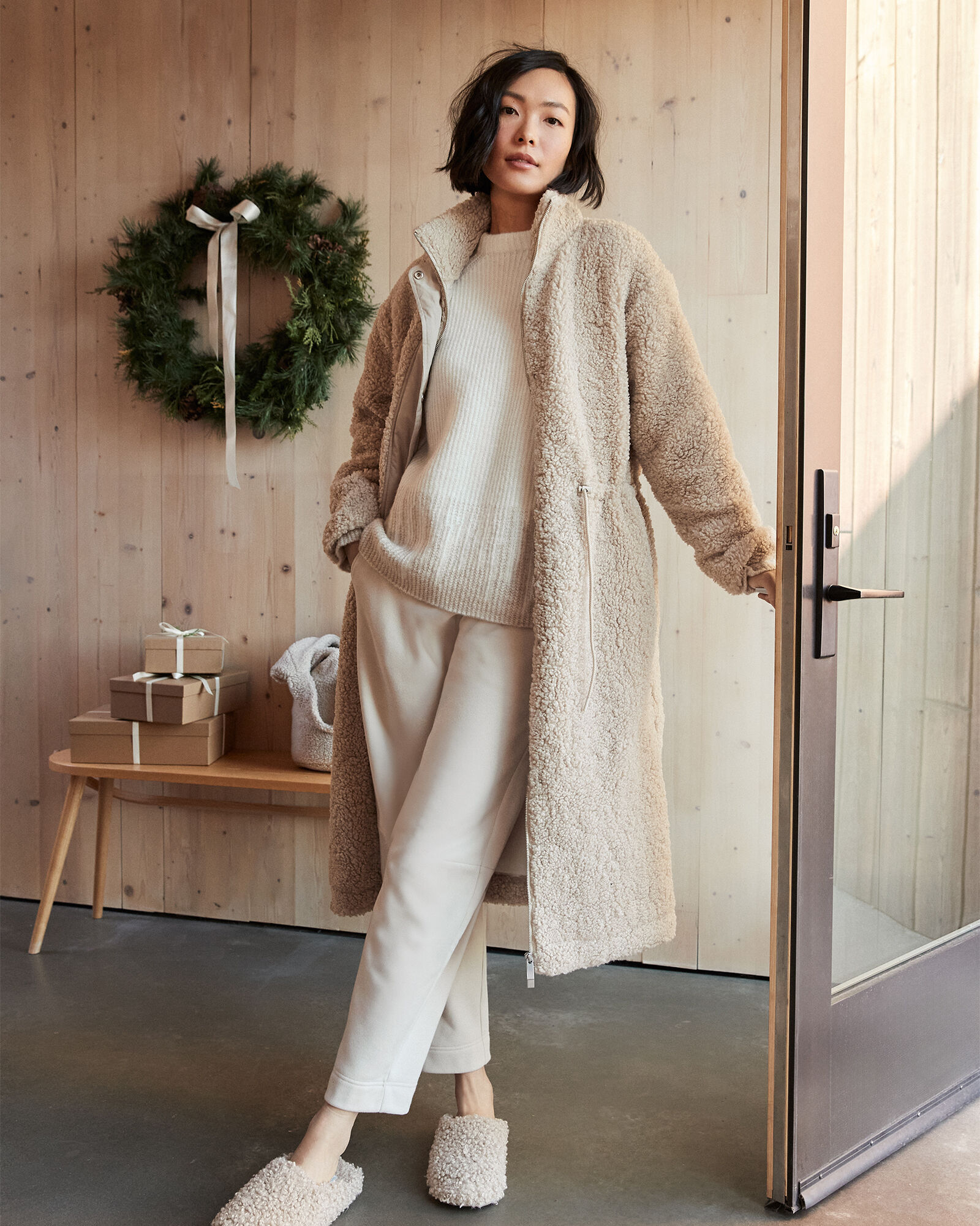 Sherpa Cinch-Waist Coat