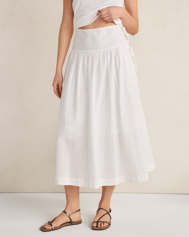 Organic Cotton Eyelet Drop Waist Skirt