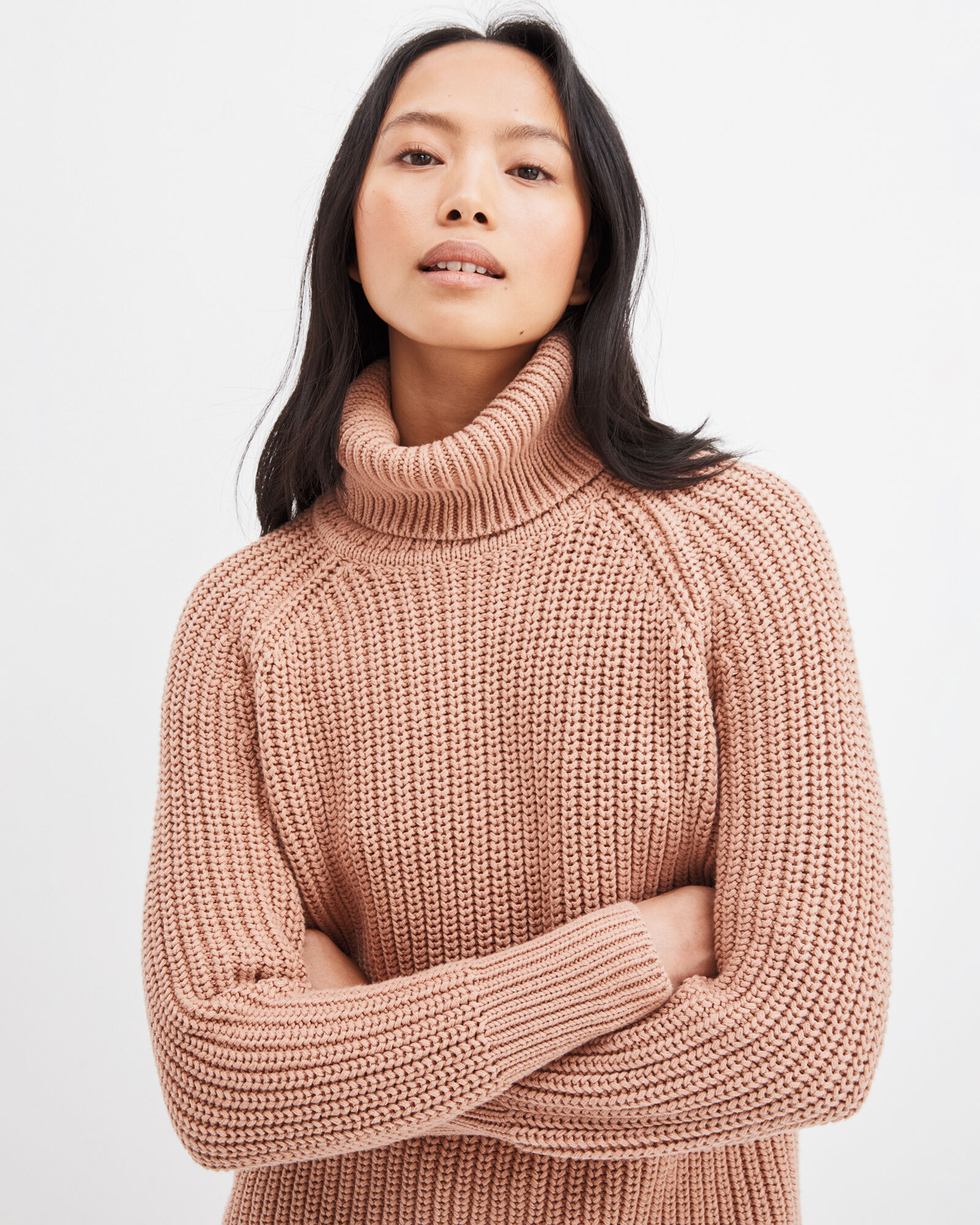 Shaker Knit Funnel Neck Sweater