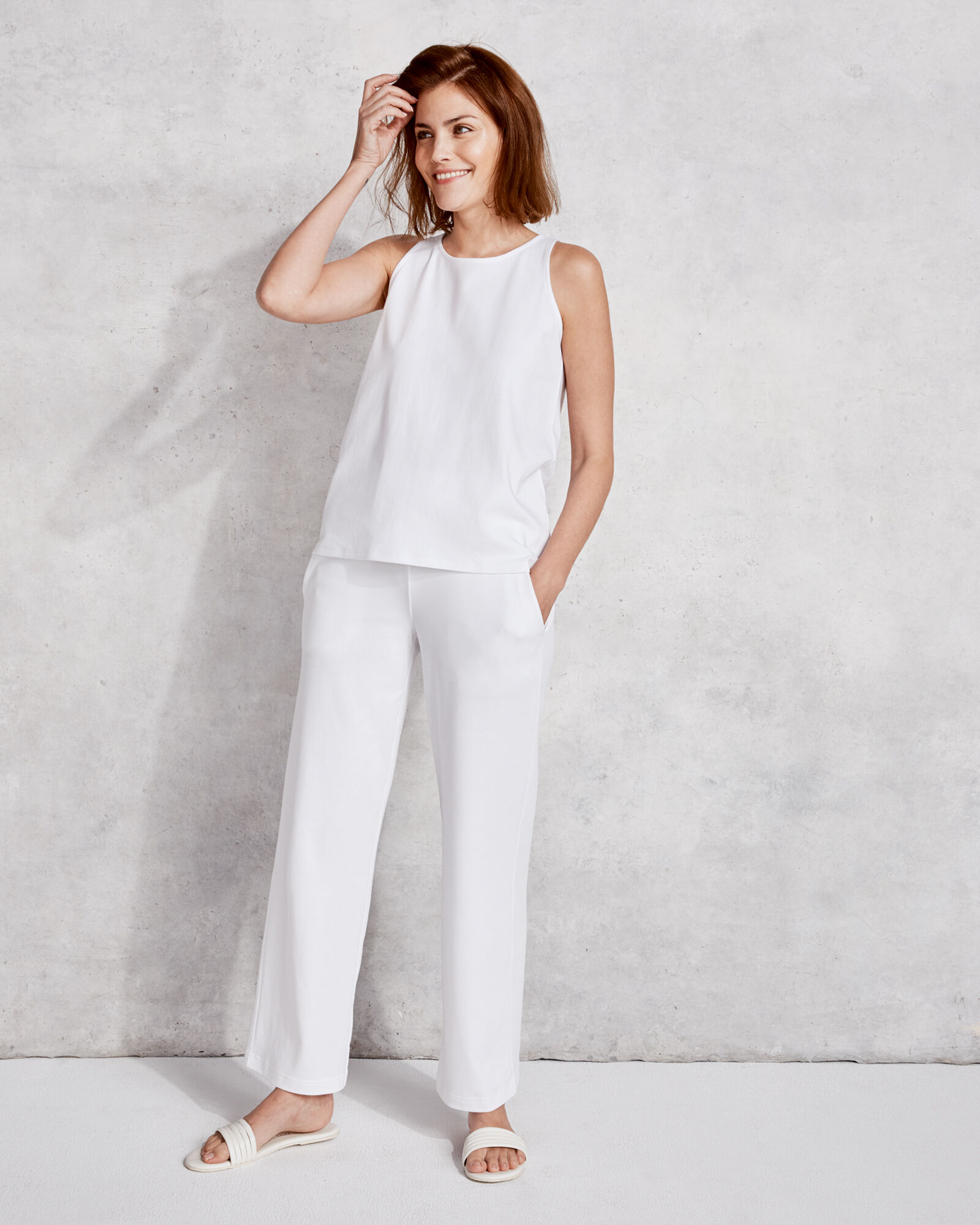 Organic Cotton Interlock Wide Leg Pants