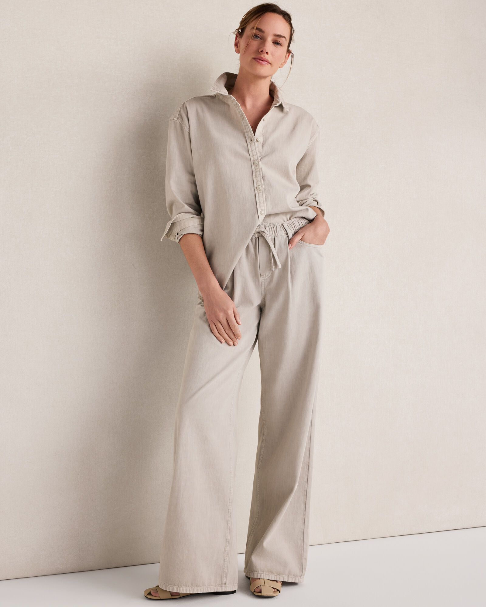 The Daily Shirt in Cotton Denim Ecru