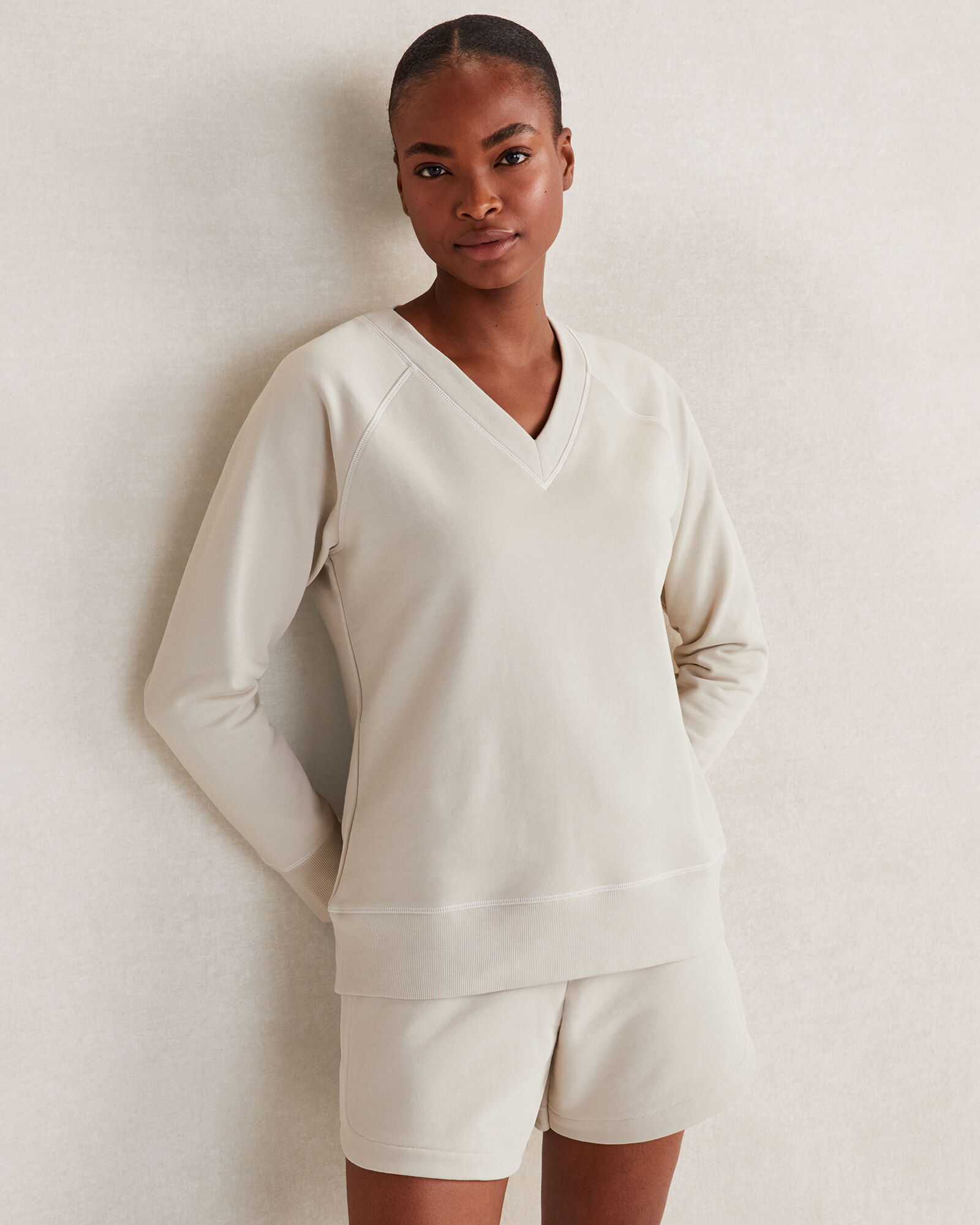 Organic Cotton French Terry V Neck Sweatshirt Haven Well Within