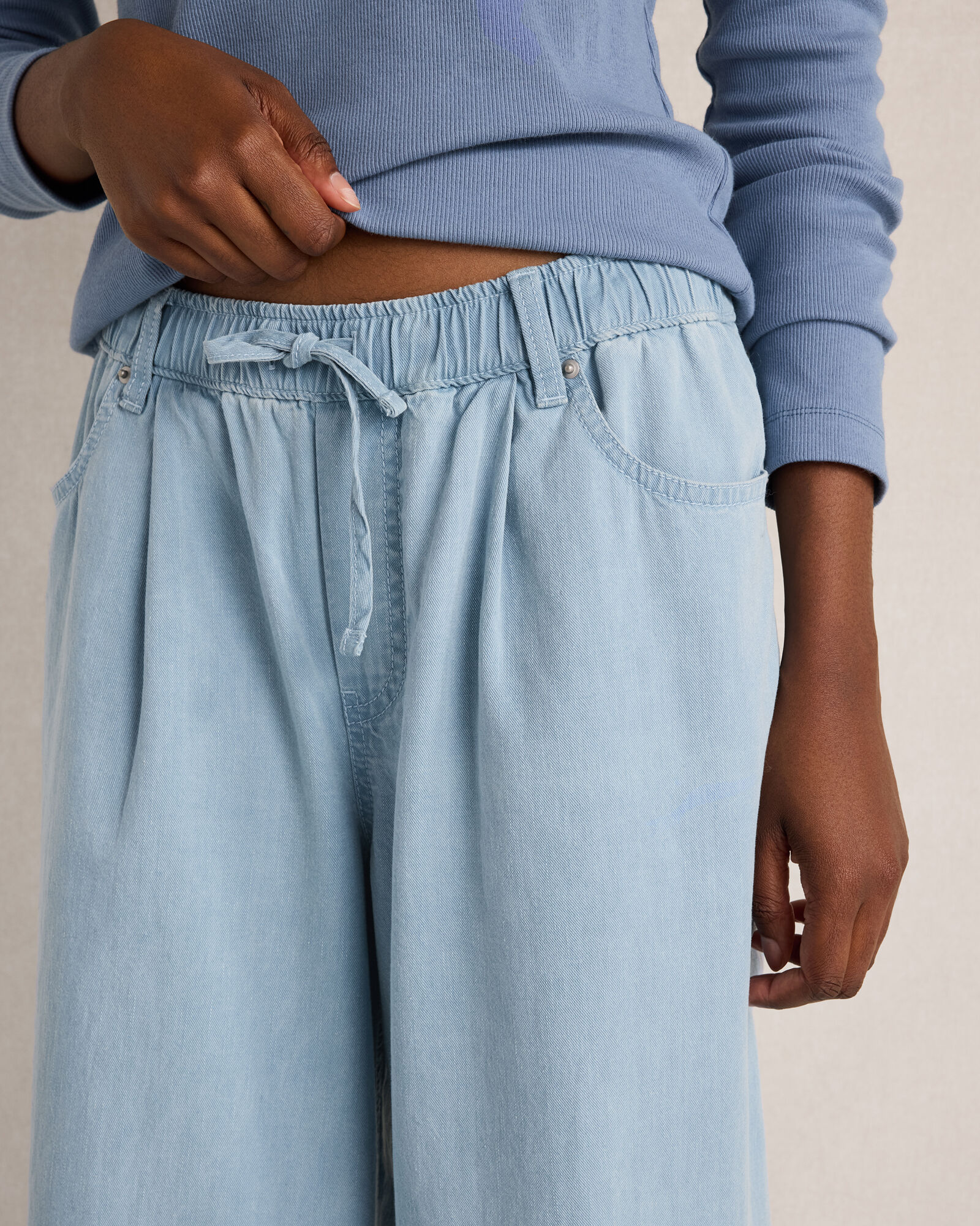 Organic Cotton Denim Wide Leg Pants