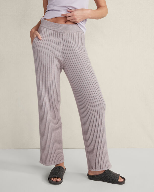 Abbey Lightweight Ribbed Cashmere Pants Beige