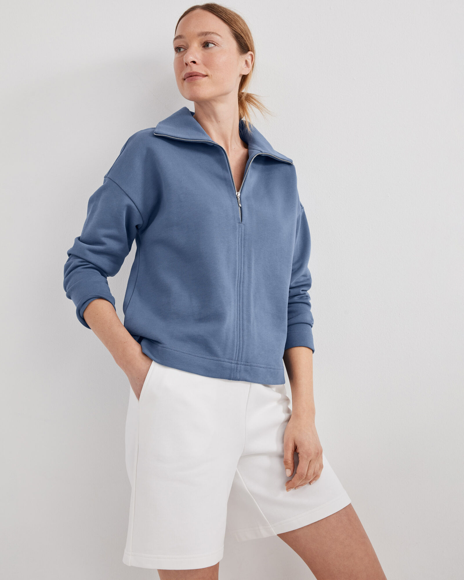 Organic Cotton French Terry Half Zip Top