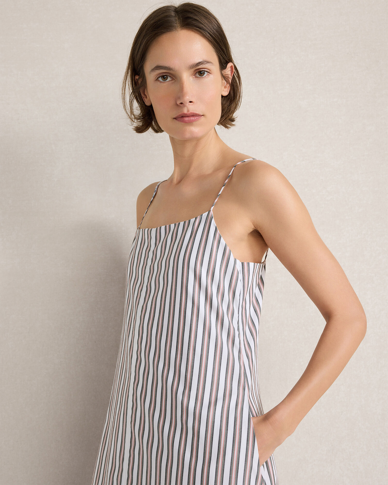 Organic Cotton Poplin Stripe Bubble Hem Maxi Dress