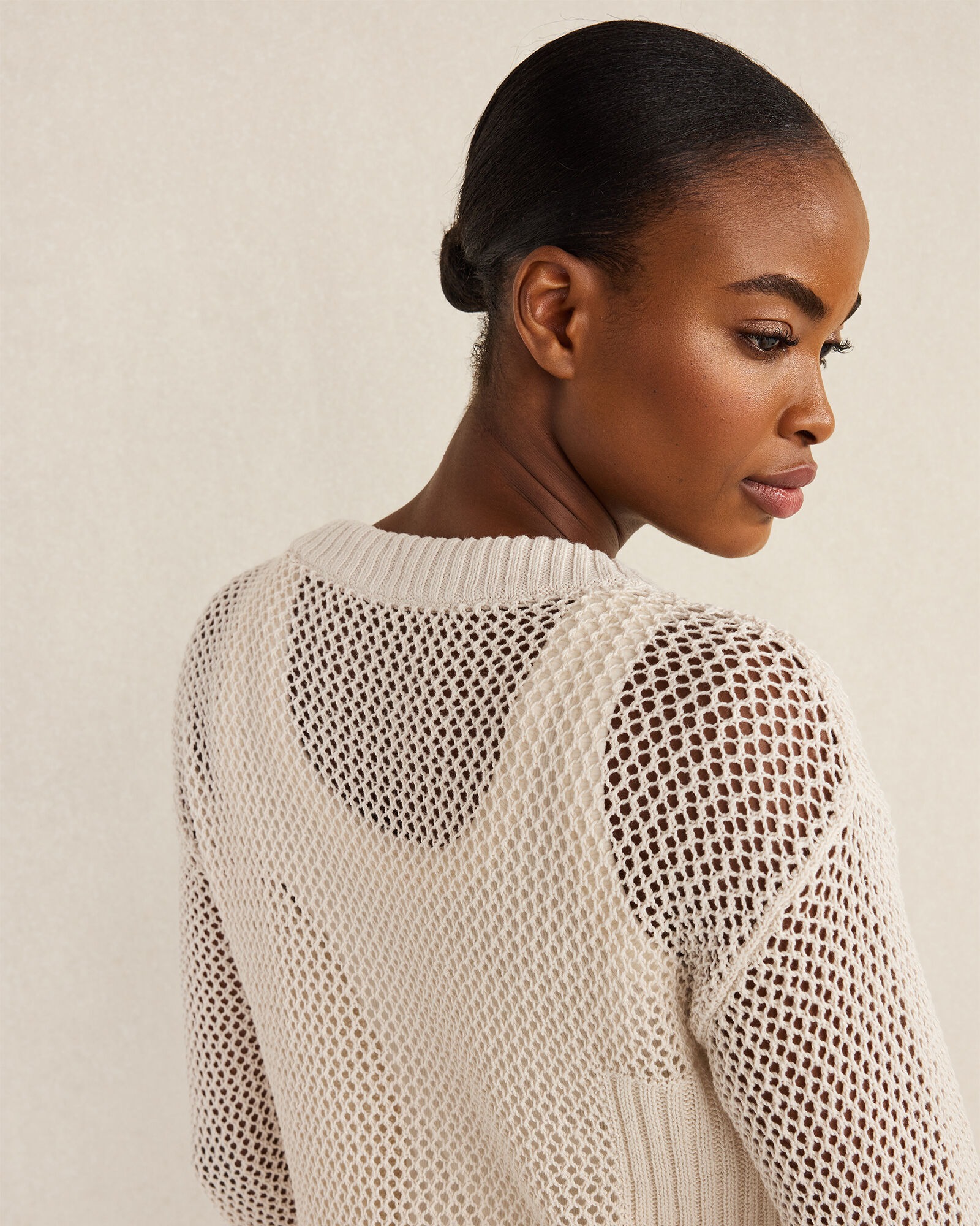 Organic Cotton Linen Open Stitch Pullover