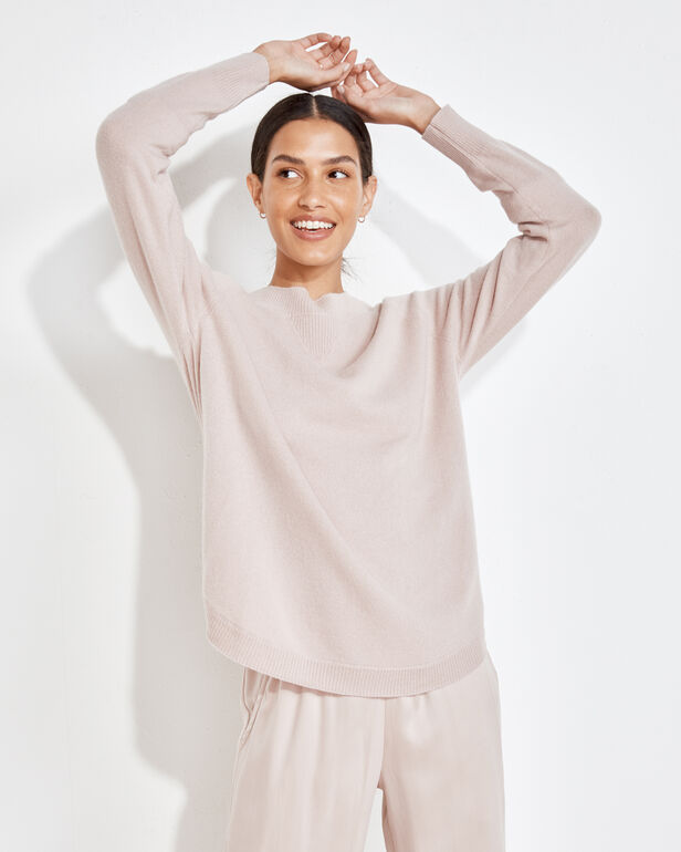 Pure Cashmere Curved Hem Sweater