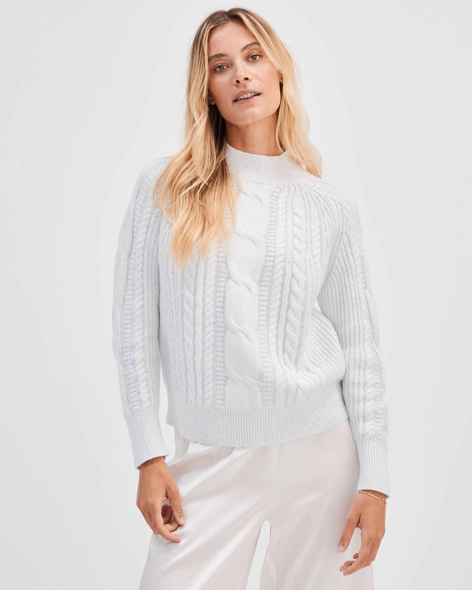 Cable mock neck discount sweater