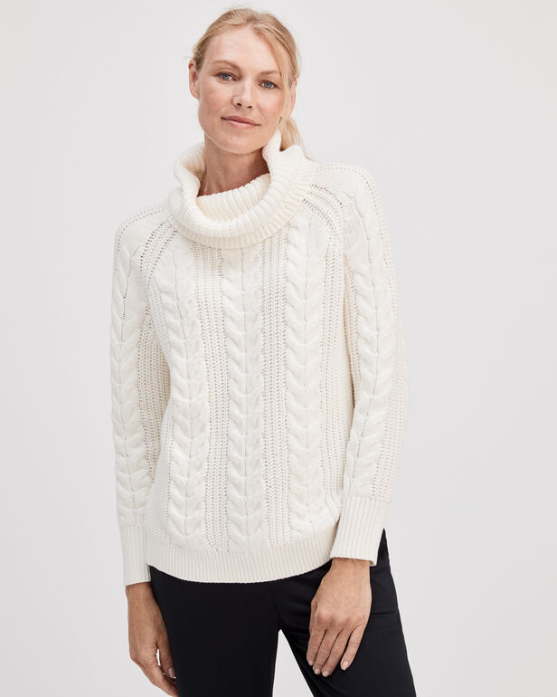 Cowlneck Cable Knit Sweater