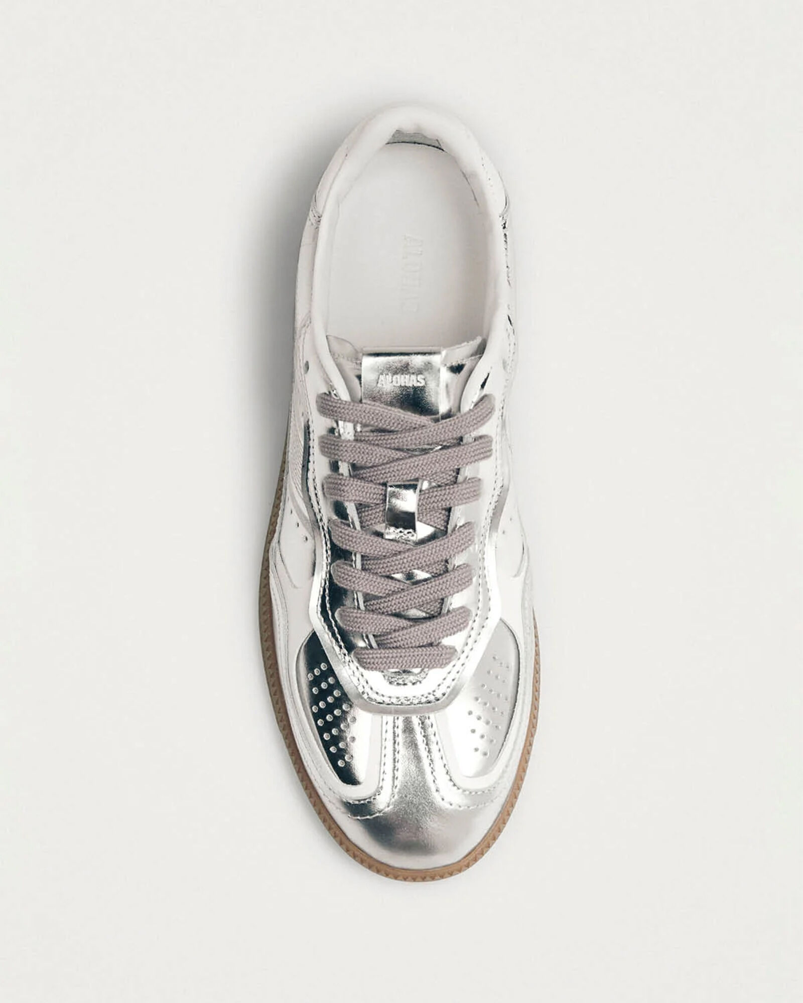 ALOHAS Tb.490 Rife Shimmer Silver Cream Leather Sneakers