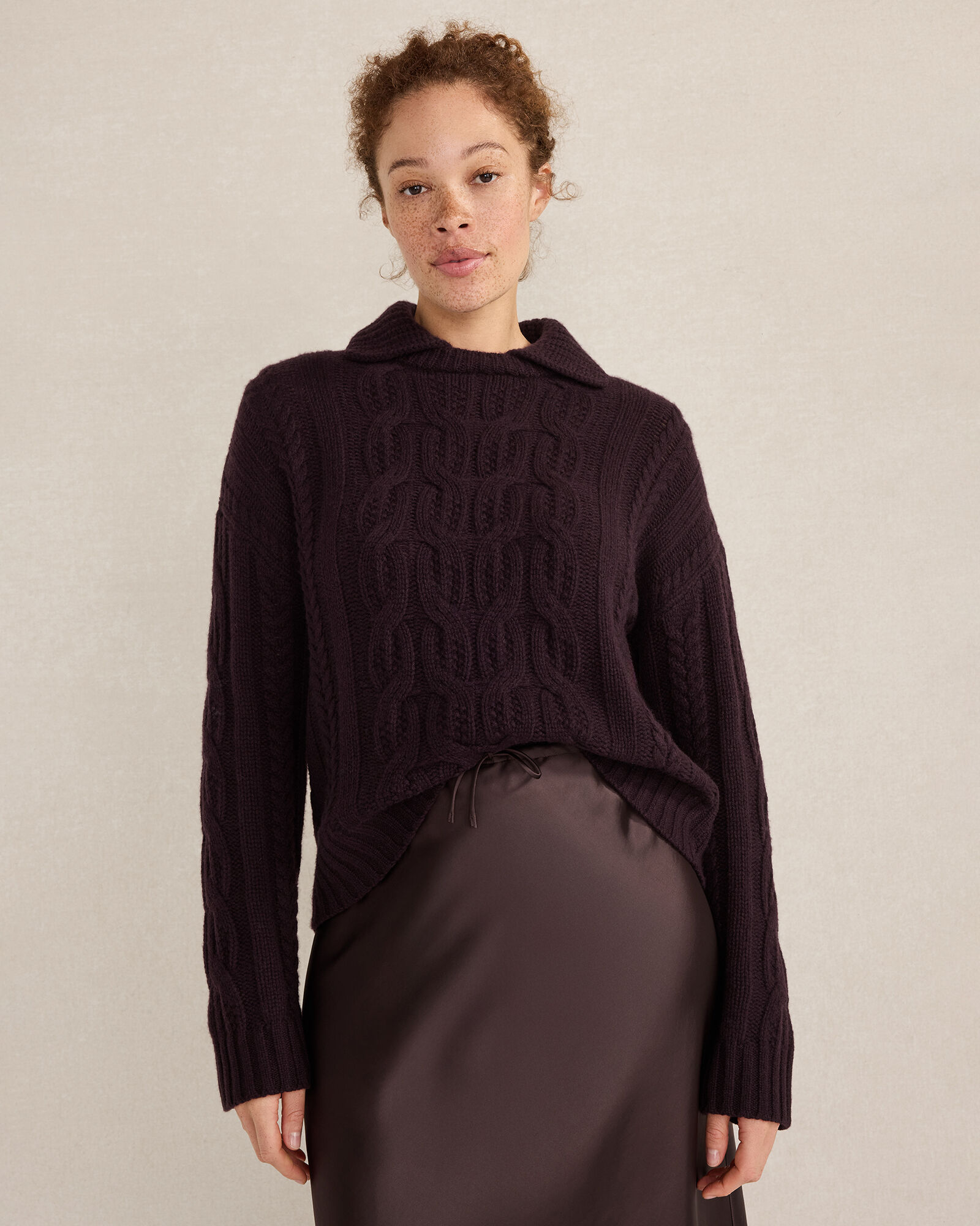 Cashmere Cable Collared Sweater