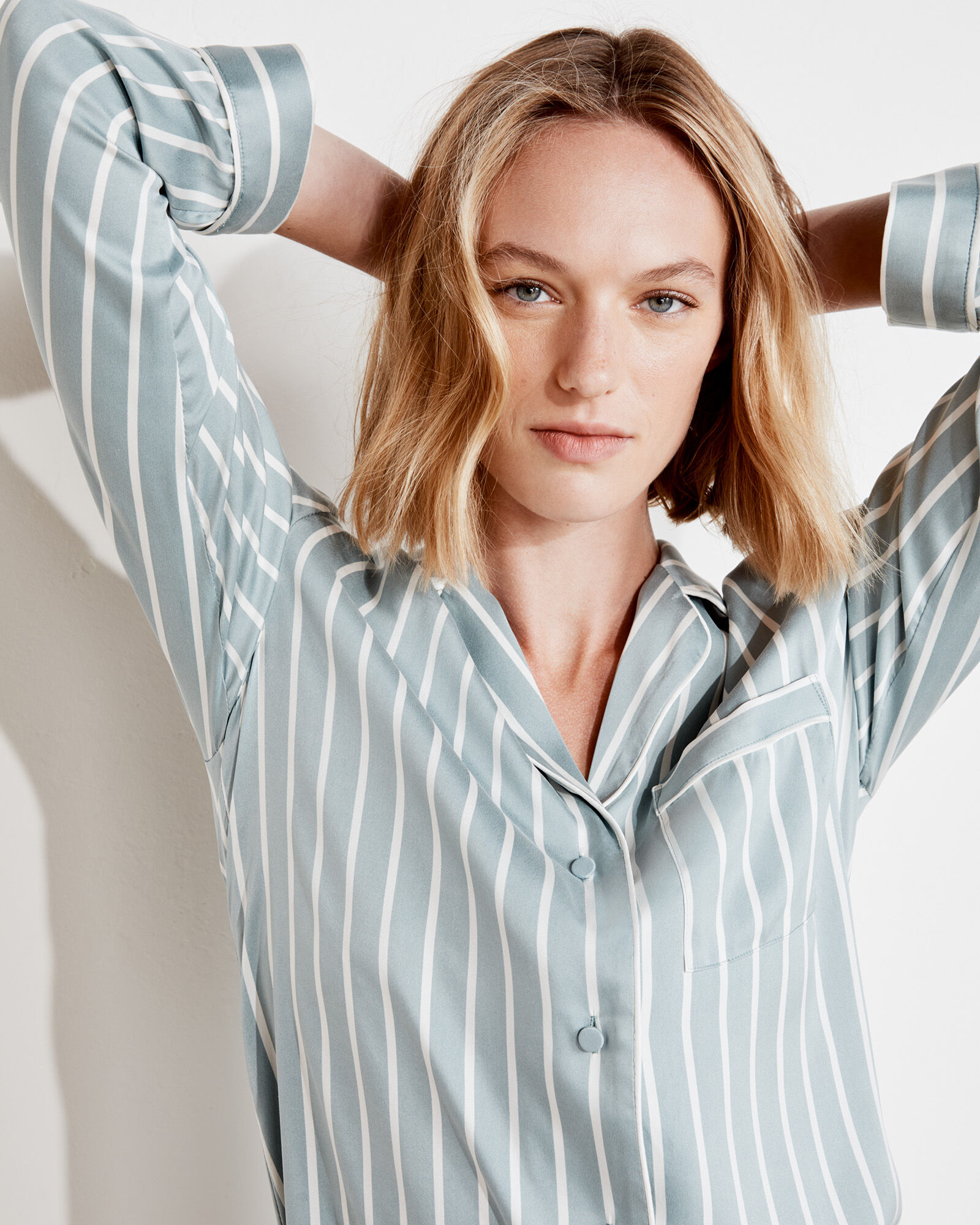 Washable Silk Striped Sleep Shirt | Haven Well Within