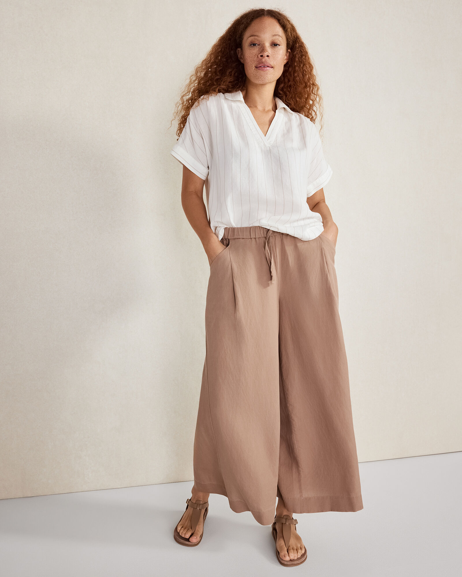 Cotton and linen blend palazzo Pants main image 0