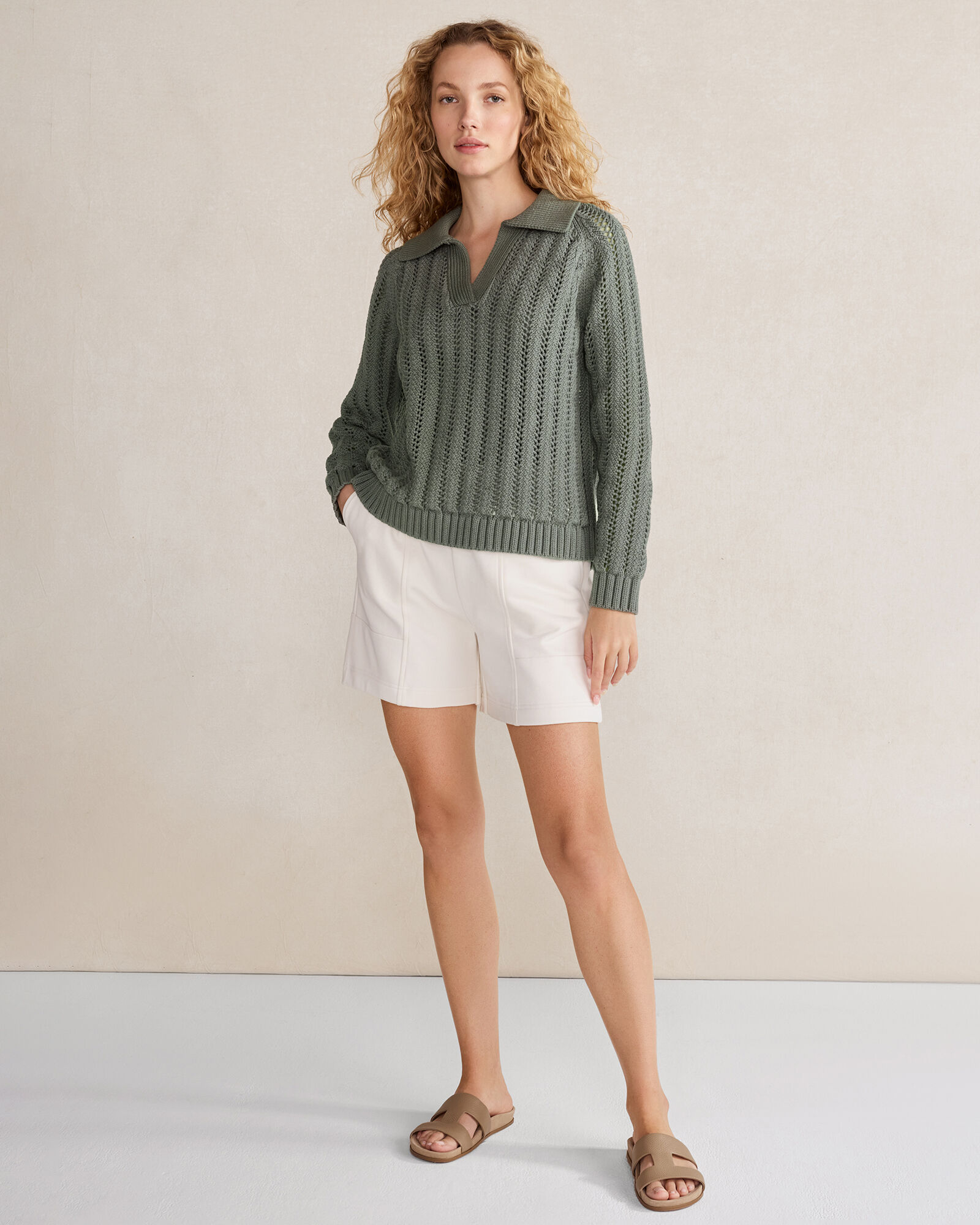 Hollow Out Johnny Collar Sweater main image 0