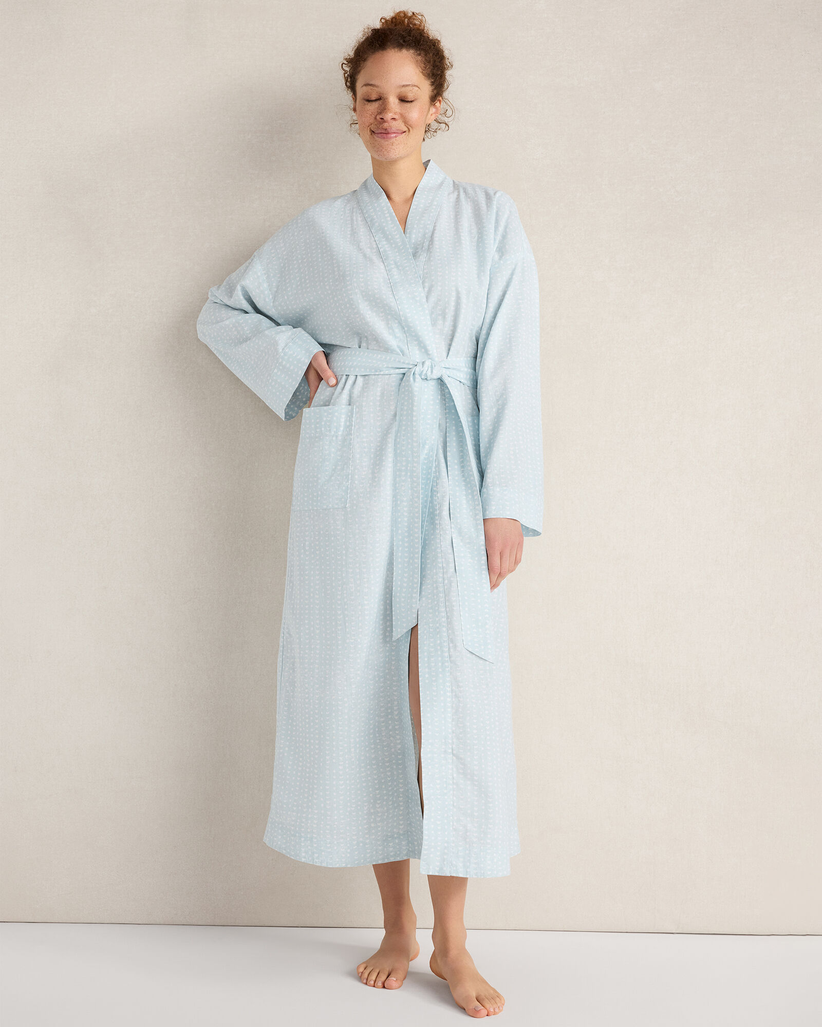 Cotton Linen Faded Dot Robe