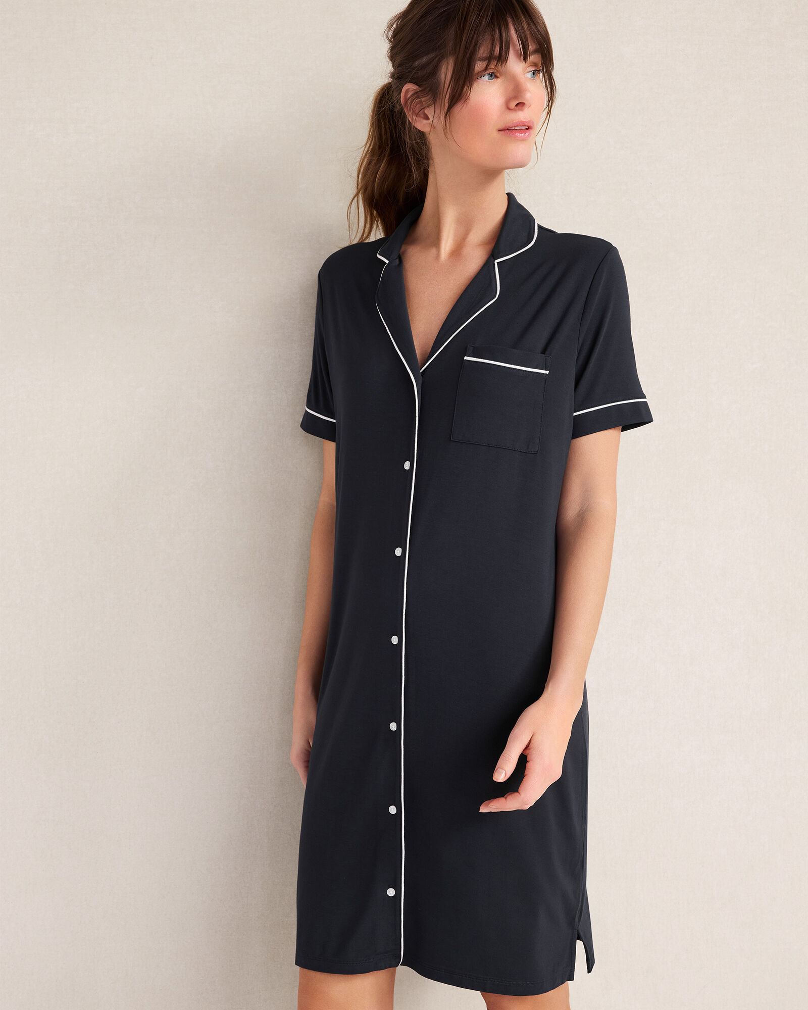 Calm &amp; Cool Notch Collar Sleep Dress