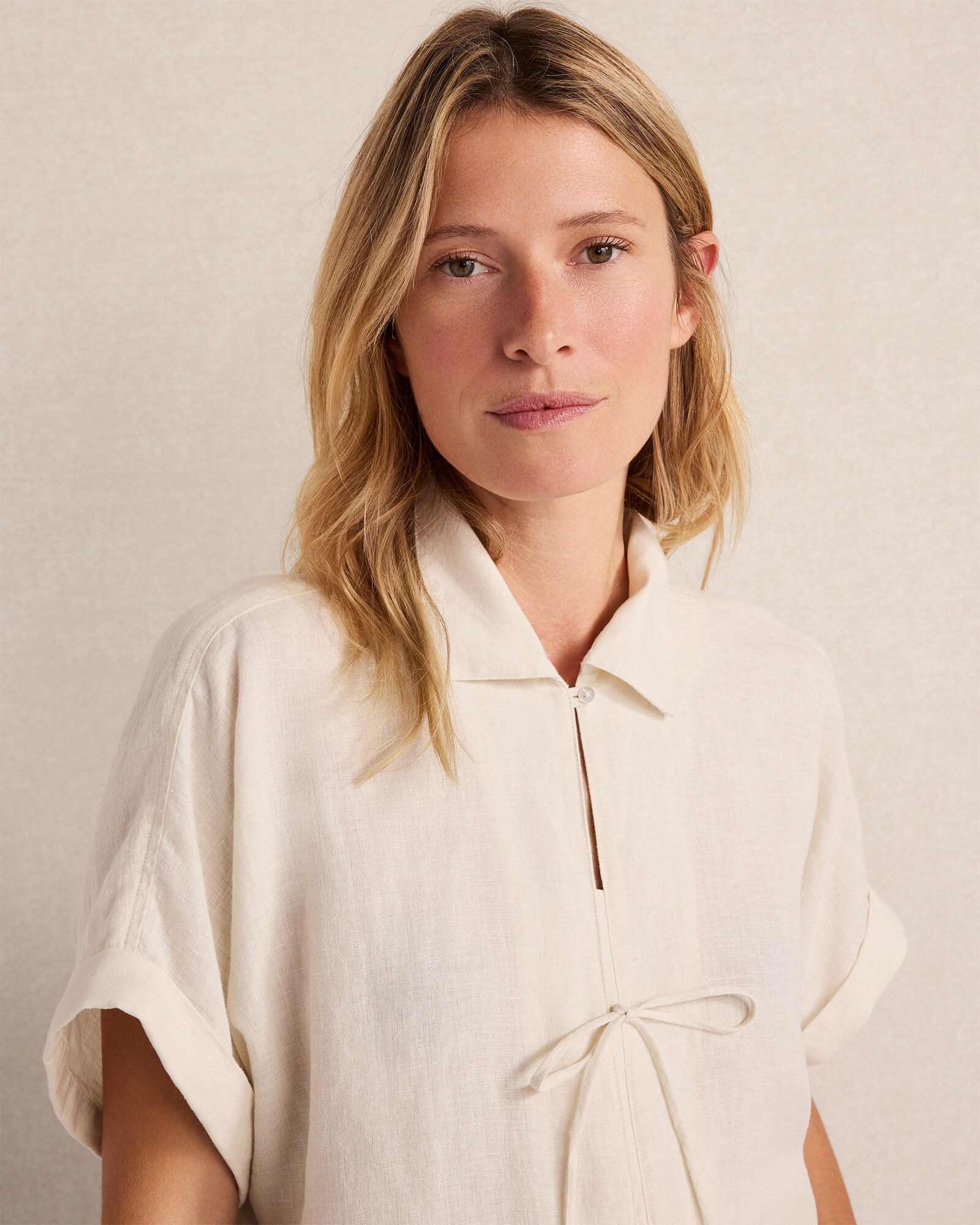 Linen Tie-Front Top