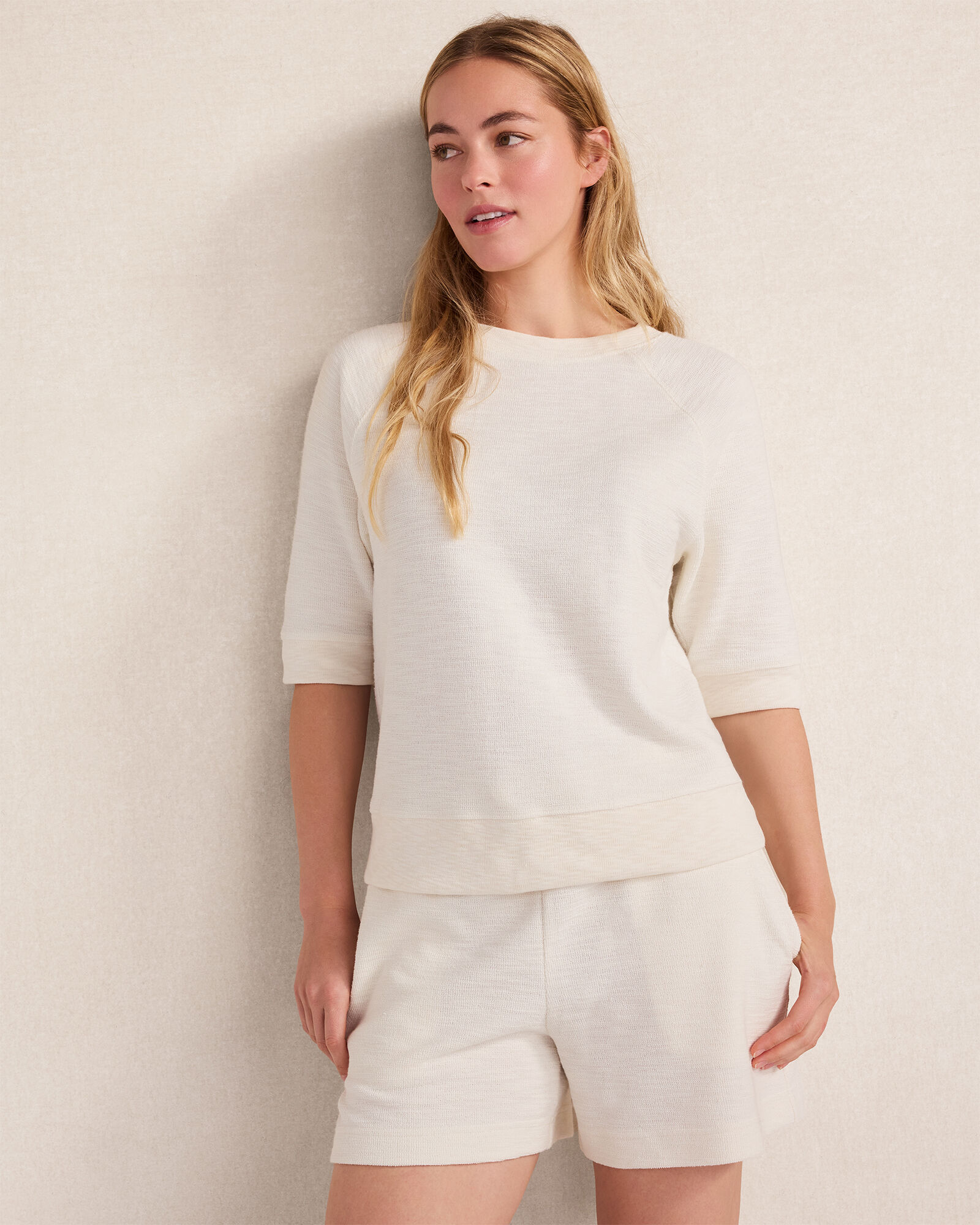Organic Cotton Blend Jacquard Raglan Tee