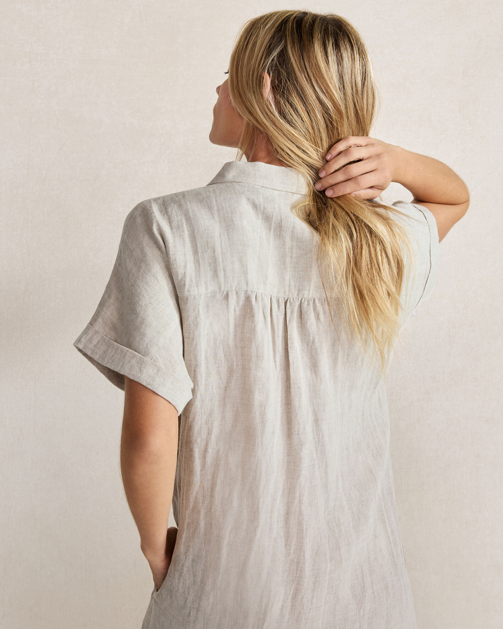 Linen Button-Front Dress