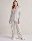 Marled Knit Button-Front Pajama Shirt