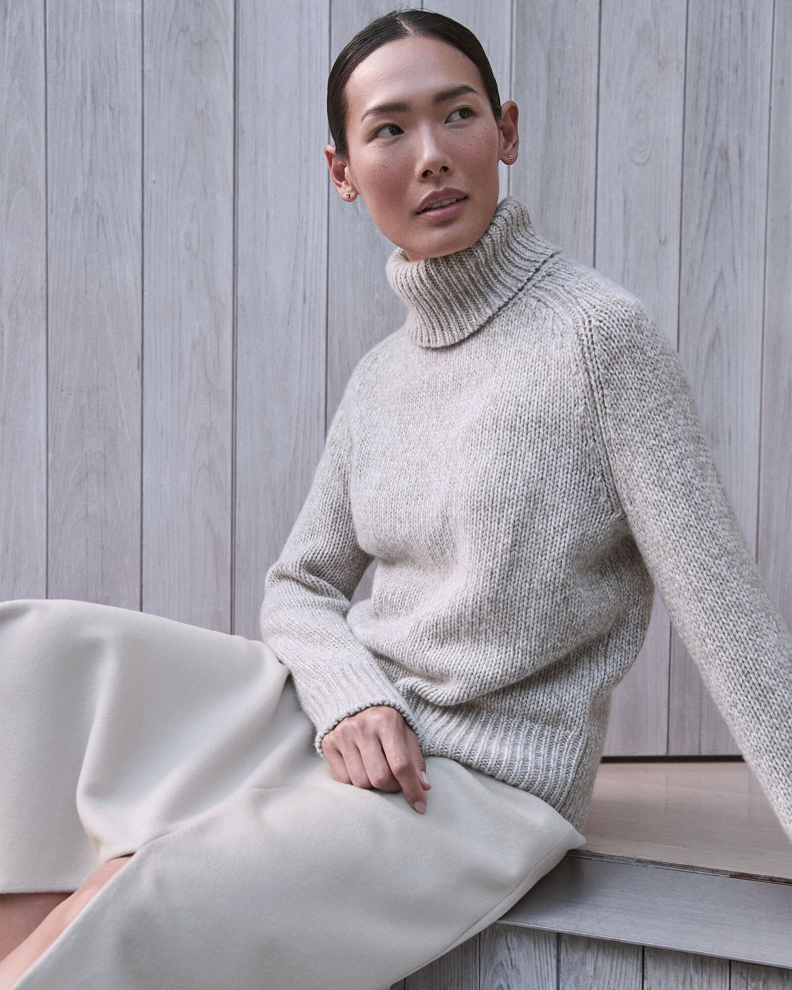 Marled Cashmere Cocoon Turtleneck Sweater