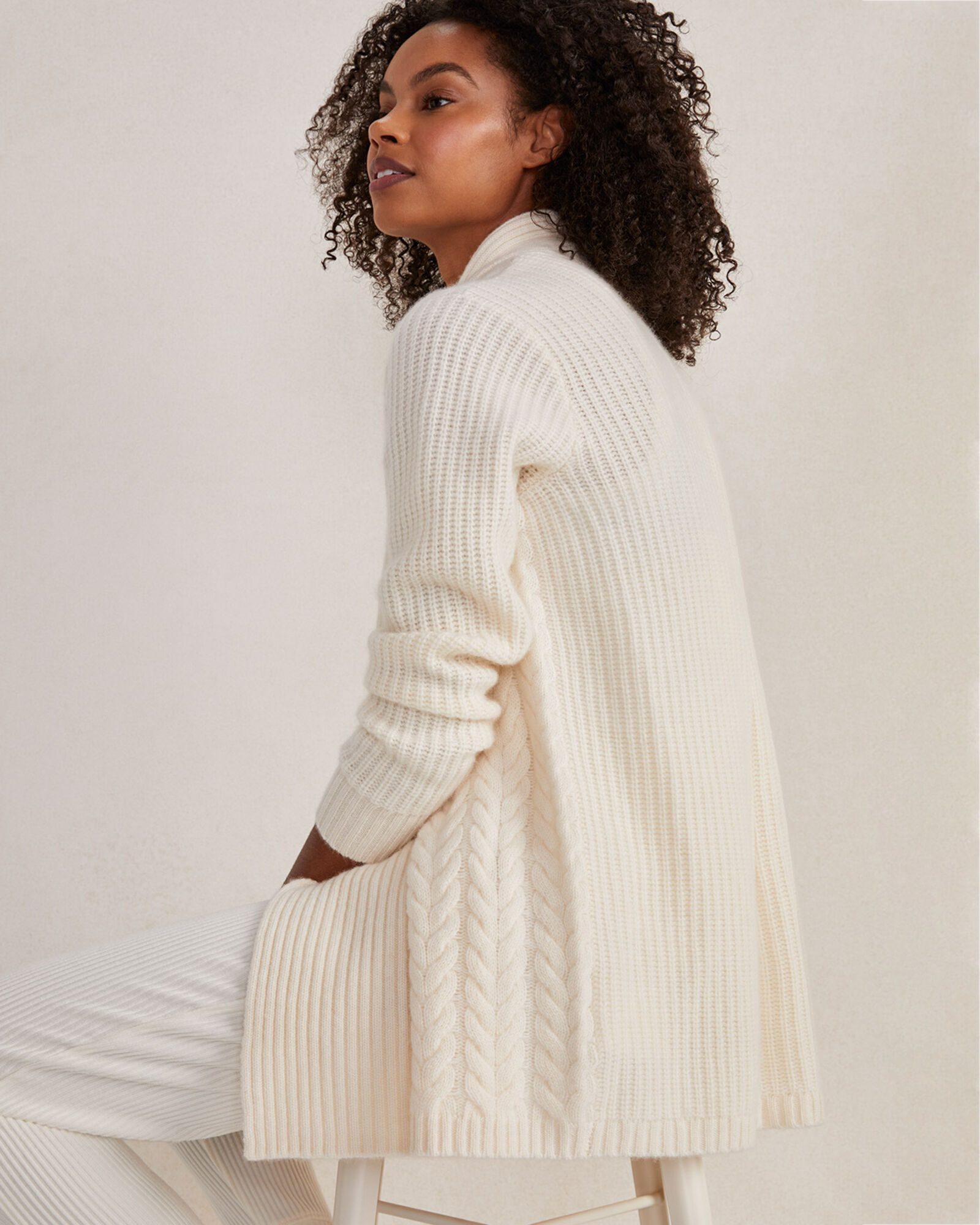 White top flyaway cardigan