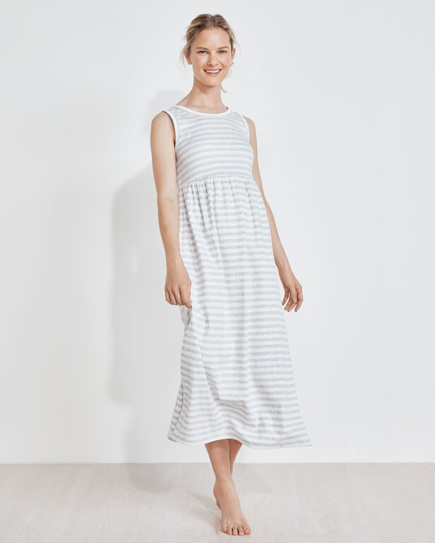 Organic Cotton Interlock Striped Tank Midi Dress