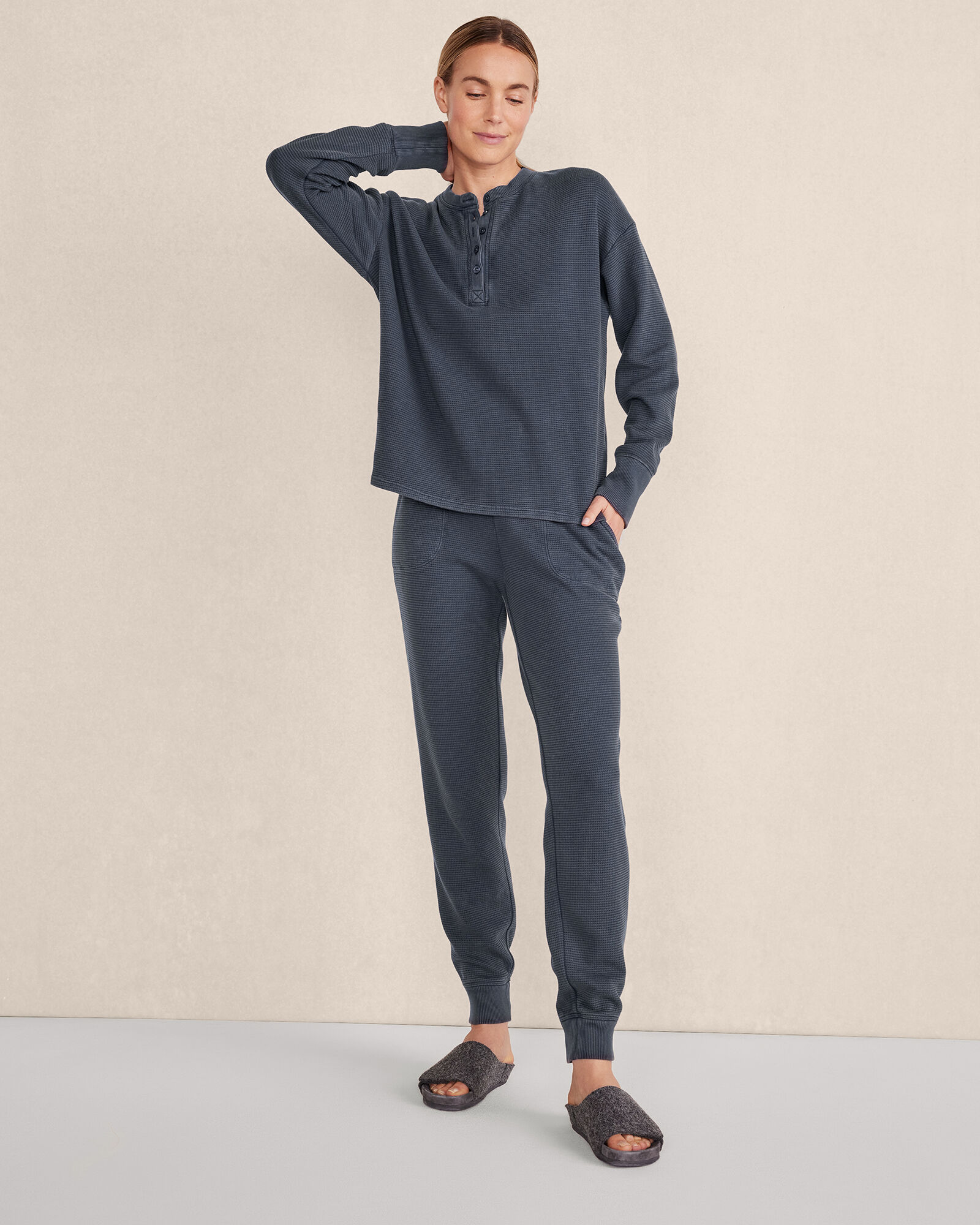 Waffle knit sweatpants outlet