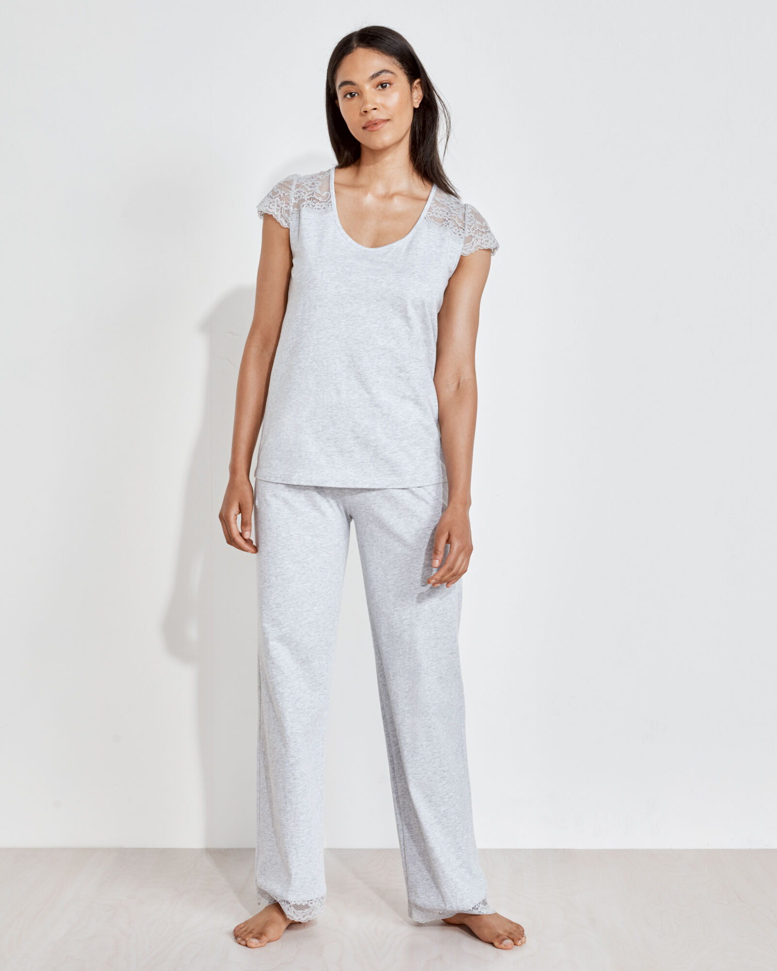Organic Cotton Jersey Lace Trim Pants | Haven Well Within