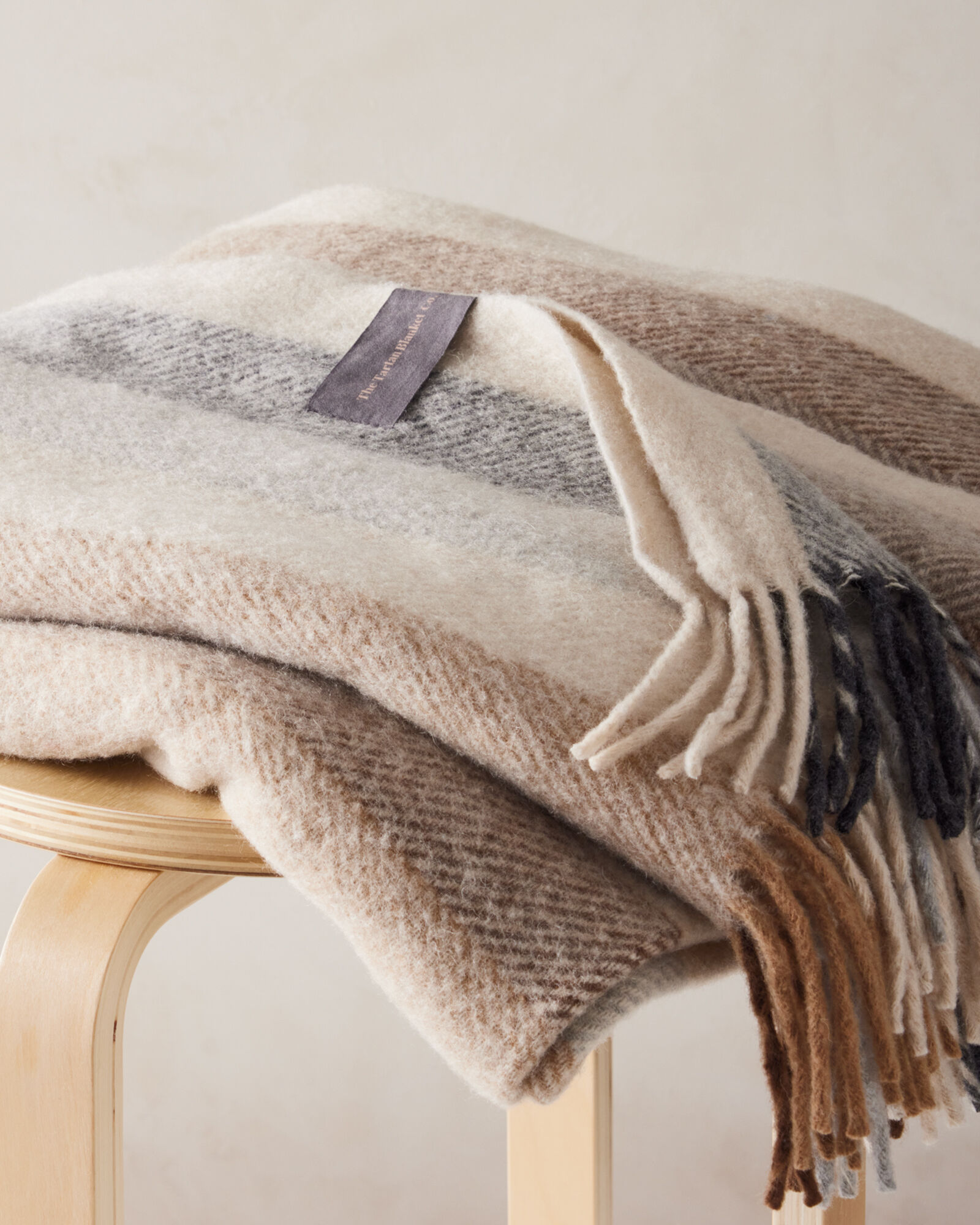 Recycled Wool Blanket Neutral Stripe