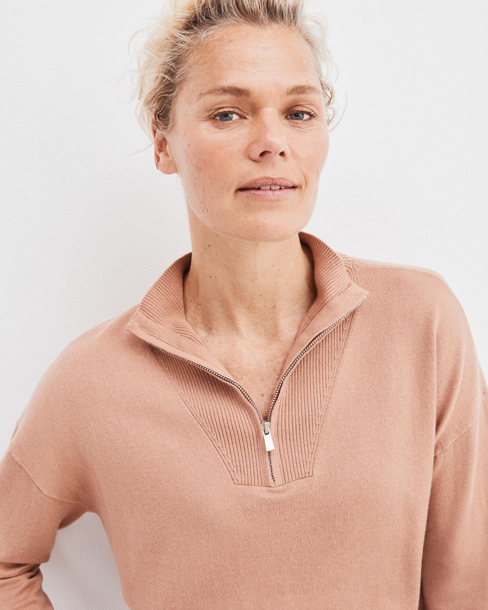 Cotton Cashmere Half-Zip Pullover | Haven Well Within