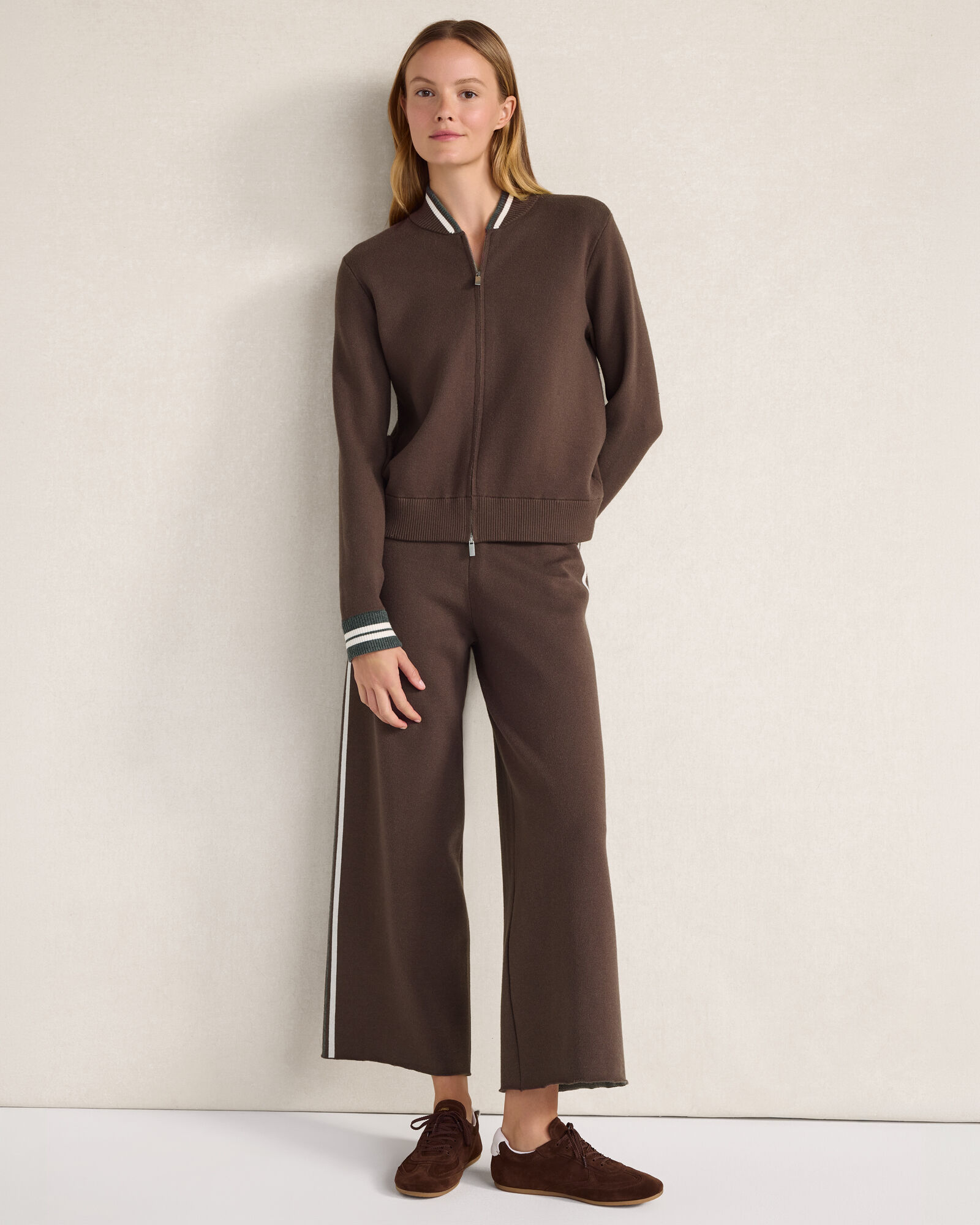 Viscose Blend Striped Wide Leg Pants