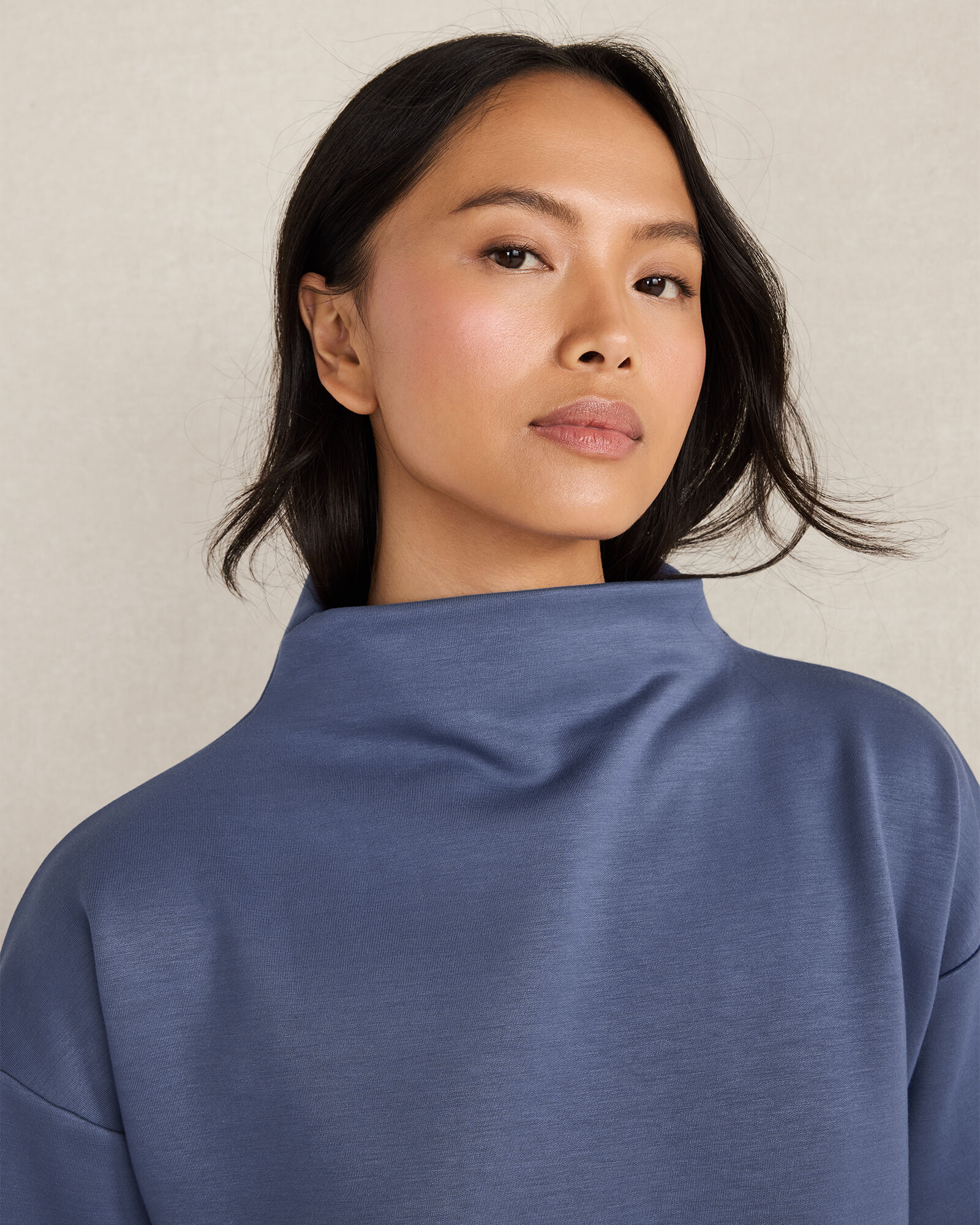 Soft-Brushed Fleece Funnel Neck Pullover