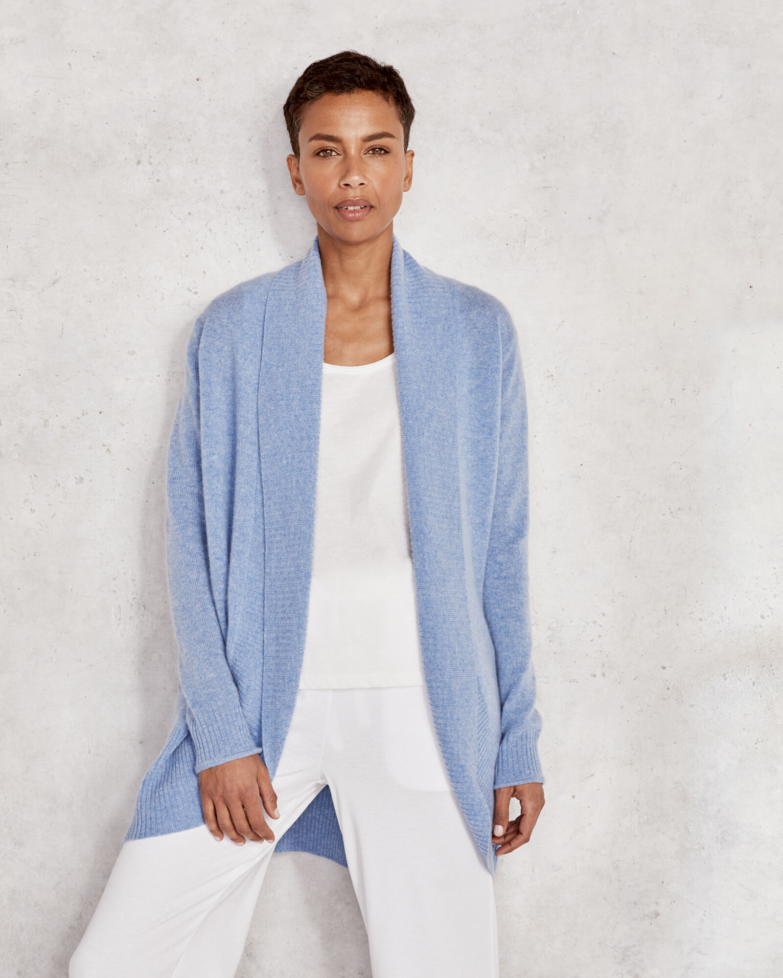 Pure Cashmere Rib Trim Cardigan Haven Well Within